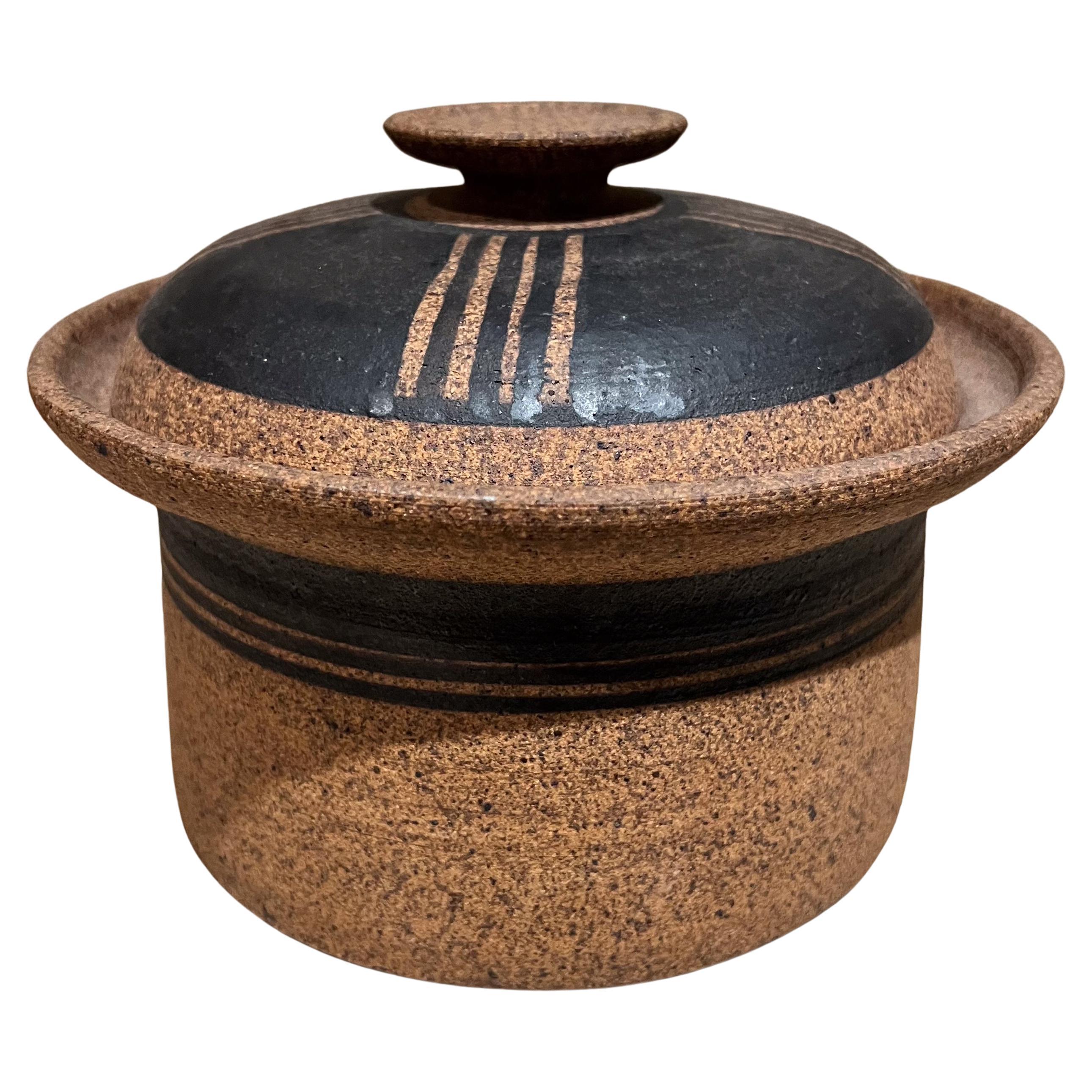 1970s Modernist Stoneware Art Pottery Casserole Pot