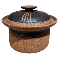 1970 Modernist Stoneware Art Pottery Casserole Poterie