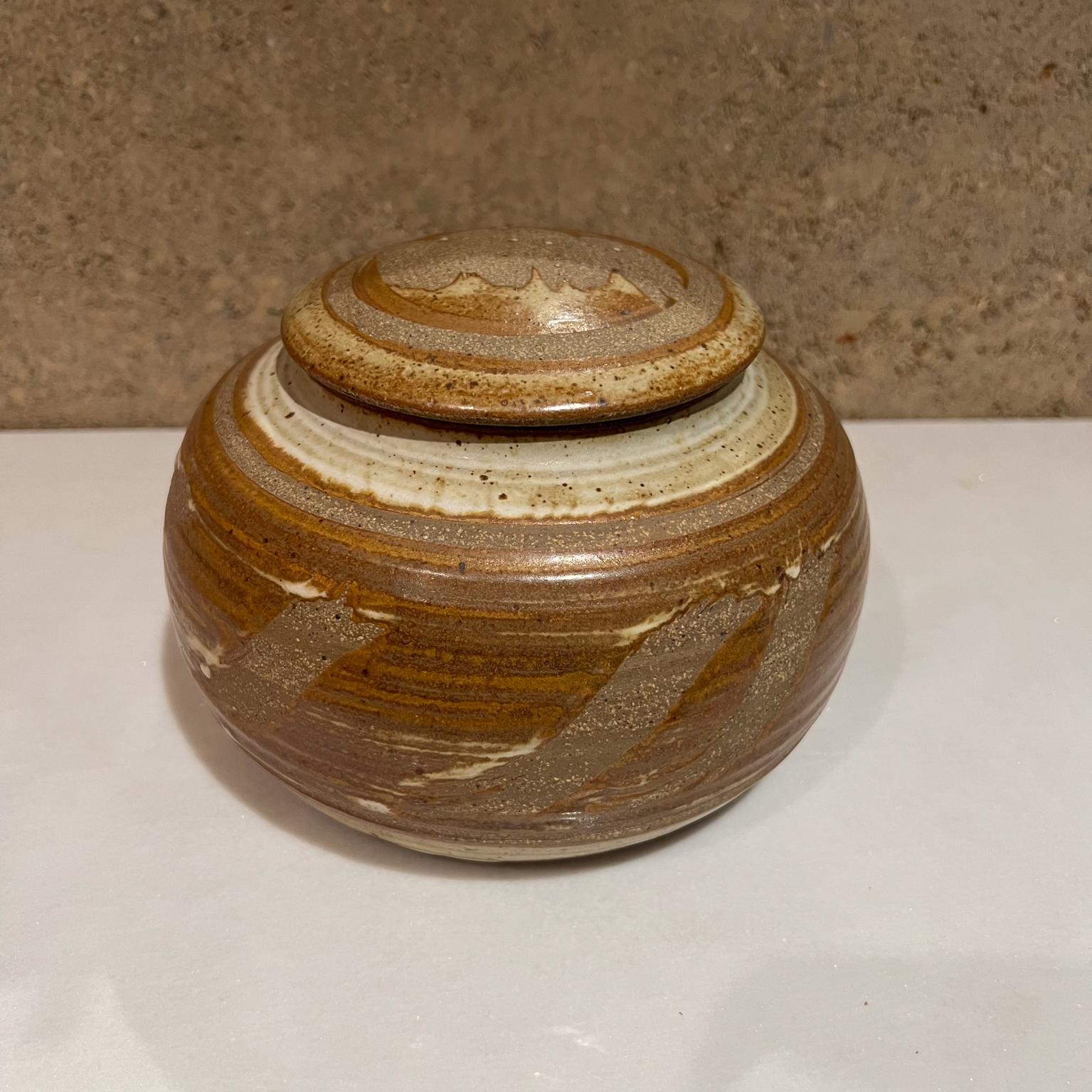 Mid-Century Modern 1970s Stoneware Studio Art Pottery Lidded Jar For Sale