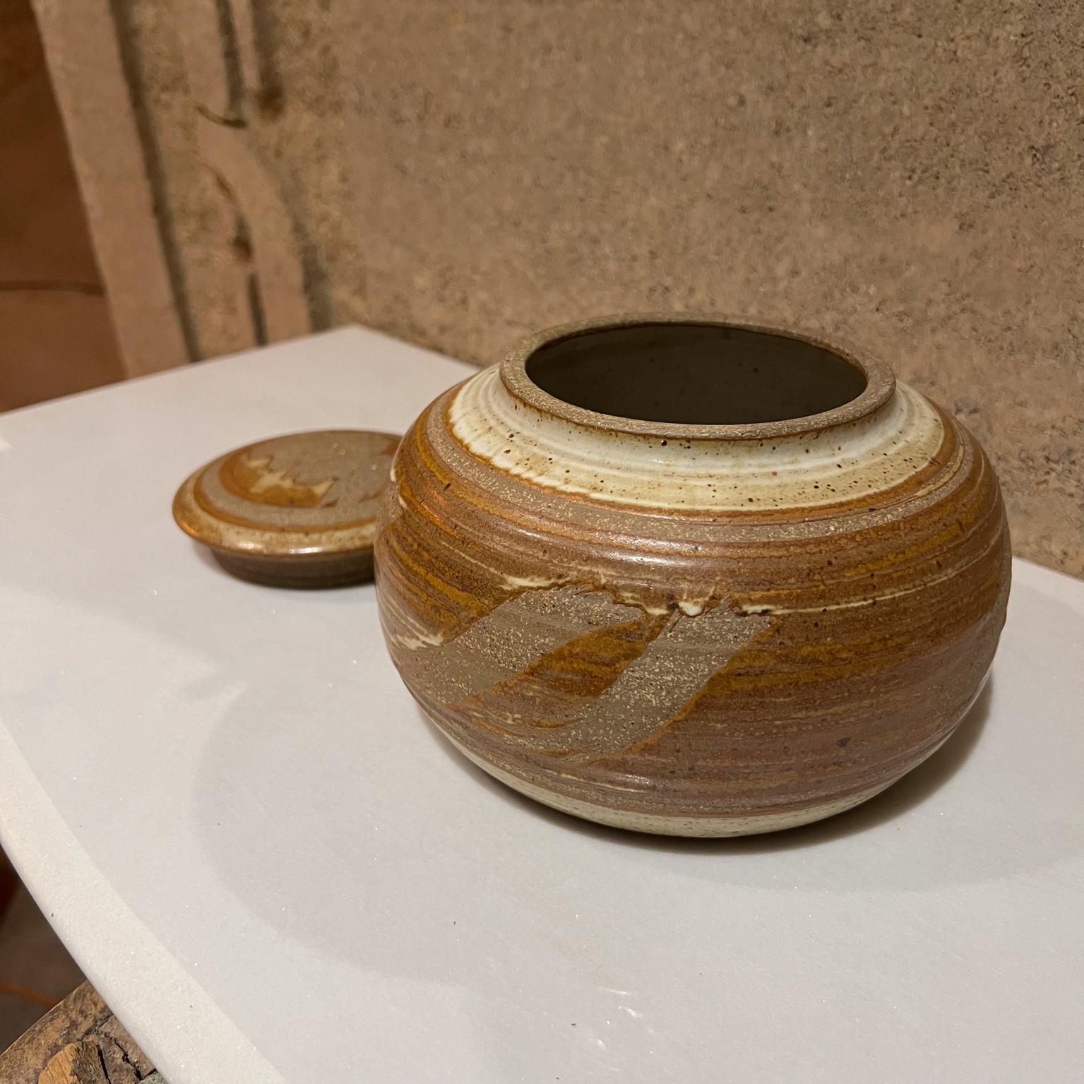 20th Century 1970s Stoneware Studio Art Pottery Lidded Jar For Sale