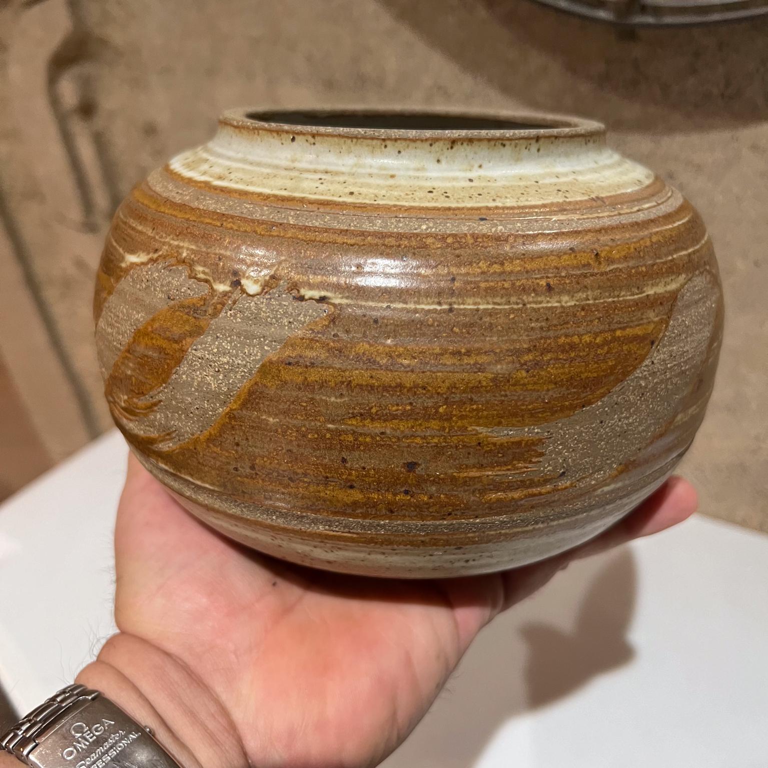 1970s Stoneware Studio Art Pottery Lidded Jar For Sale 4