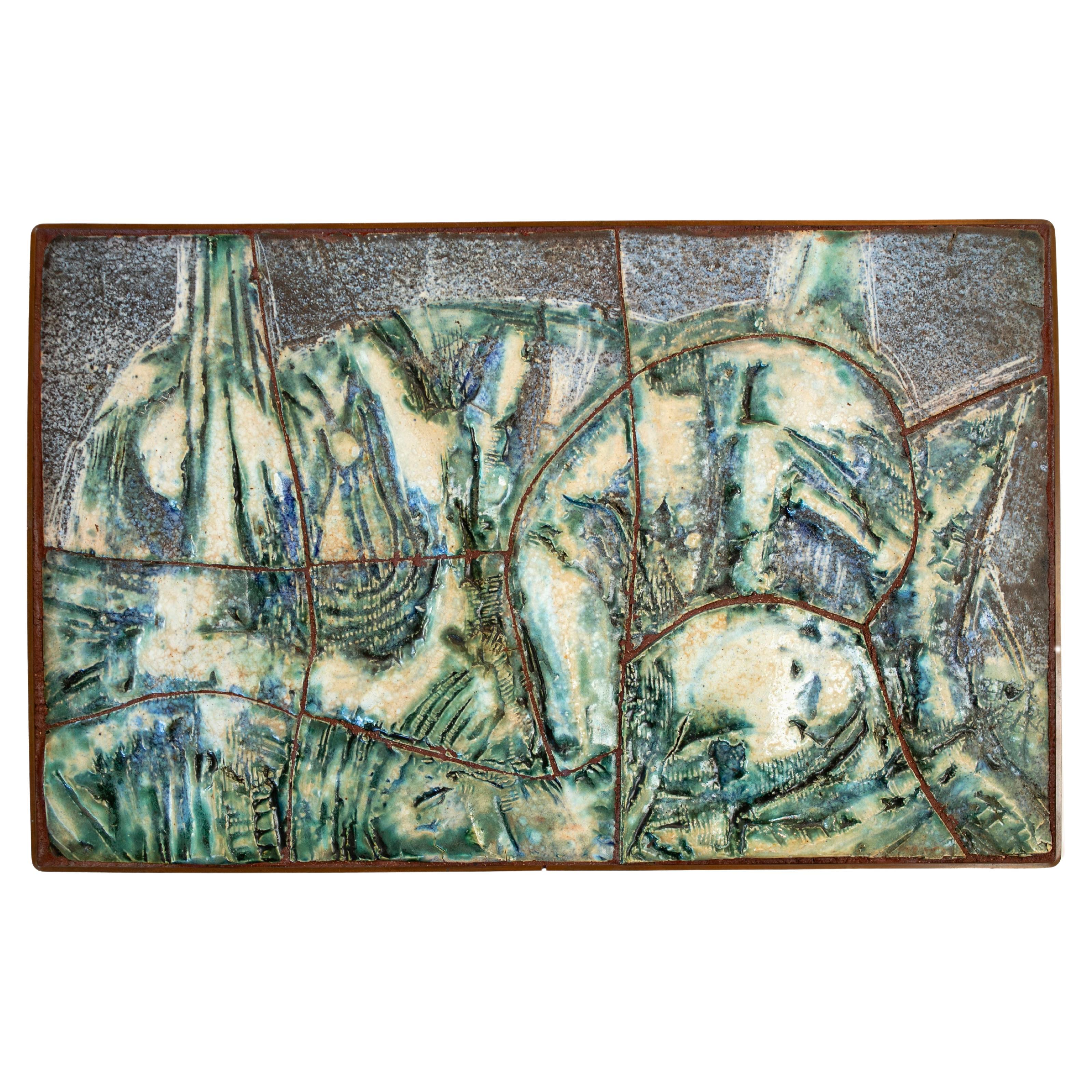 1970's Stoneware Wall Relief by Peter Tybjerg For Sale