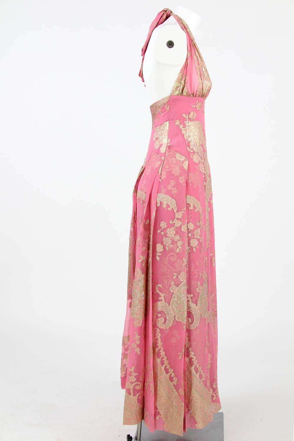 Brown 1970s Stop Sénès Italian Silk Dress