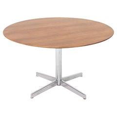 1970s Stow Davis Dining Table in Walnut and Chromed Steel 48x29"