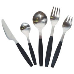 1970s Strata Black Stainless Flatware Place Setting Georg Jensen, Denmark