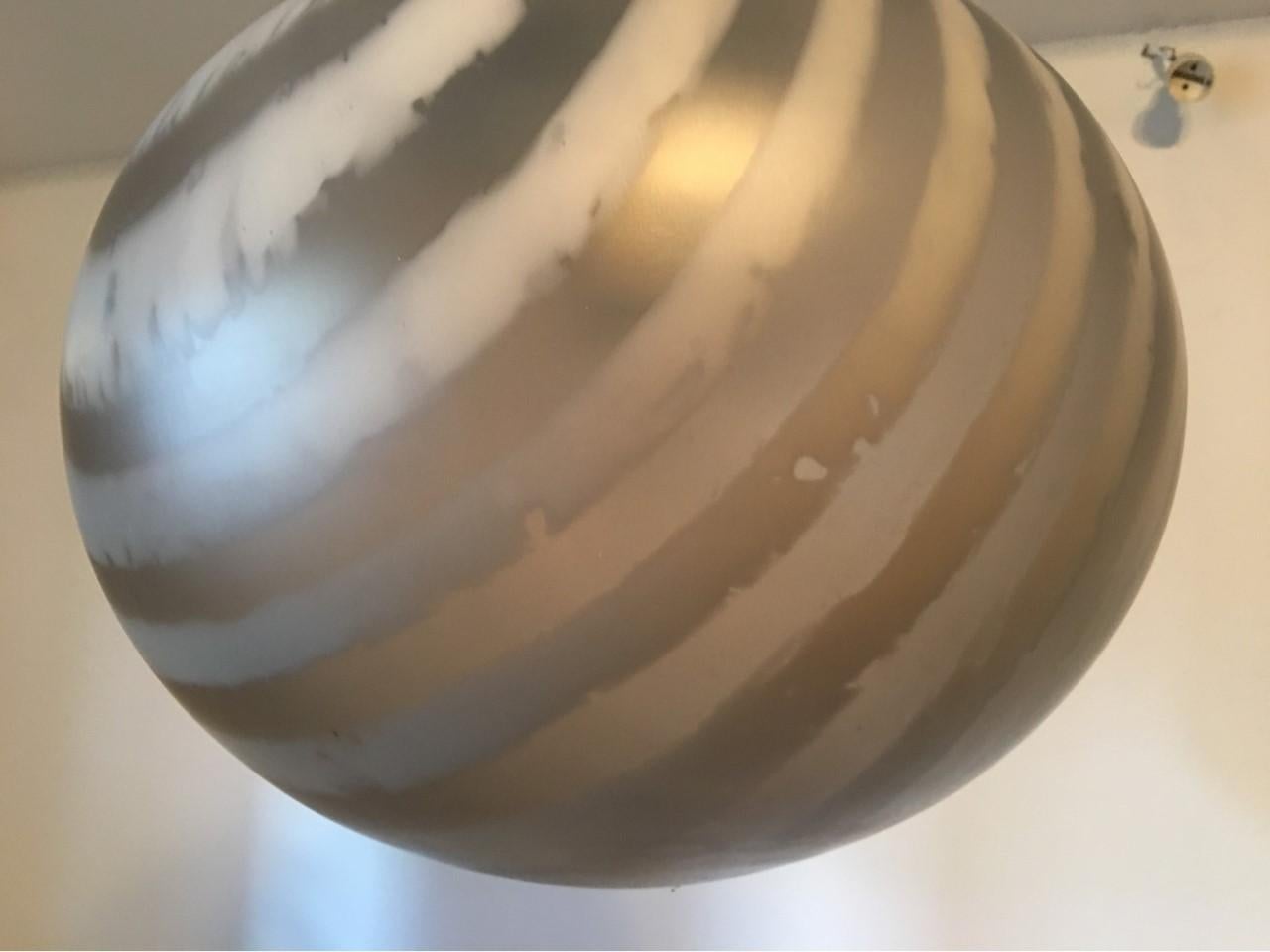 1970s Striped Glass Ball Pendant by Peill & Putzler For Sale 1