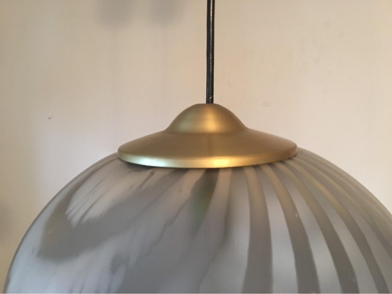 1970s Striped Glass Ball Pendant by Peill & Putzler For Sale 3