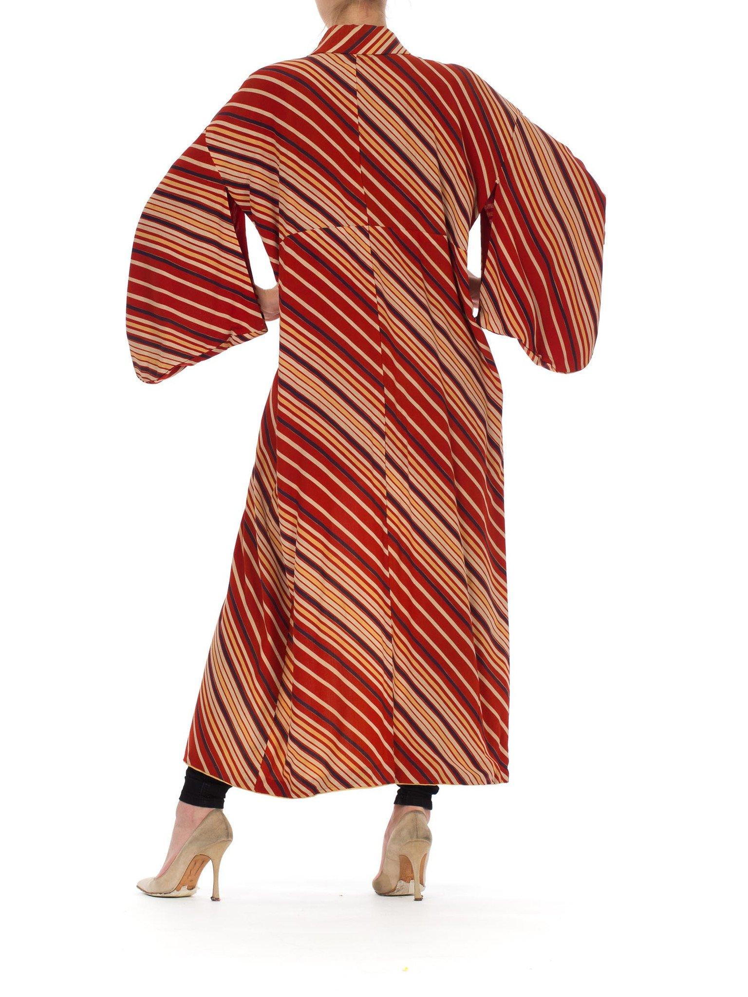 1970S Striped Silk Long Length Kimono For Sale 1