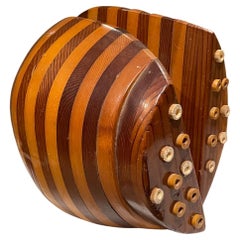 Mid-Century Modern Striped Wood Art Abstract Sculpture