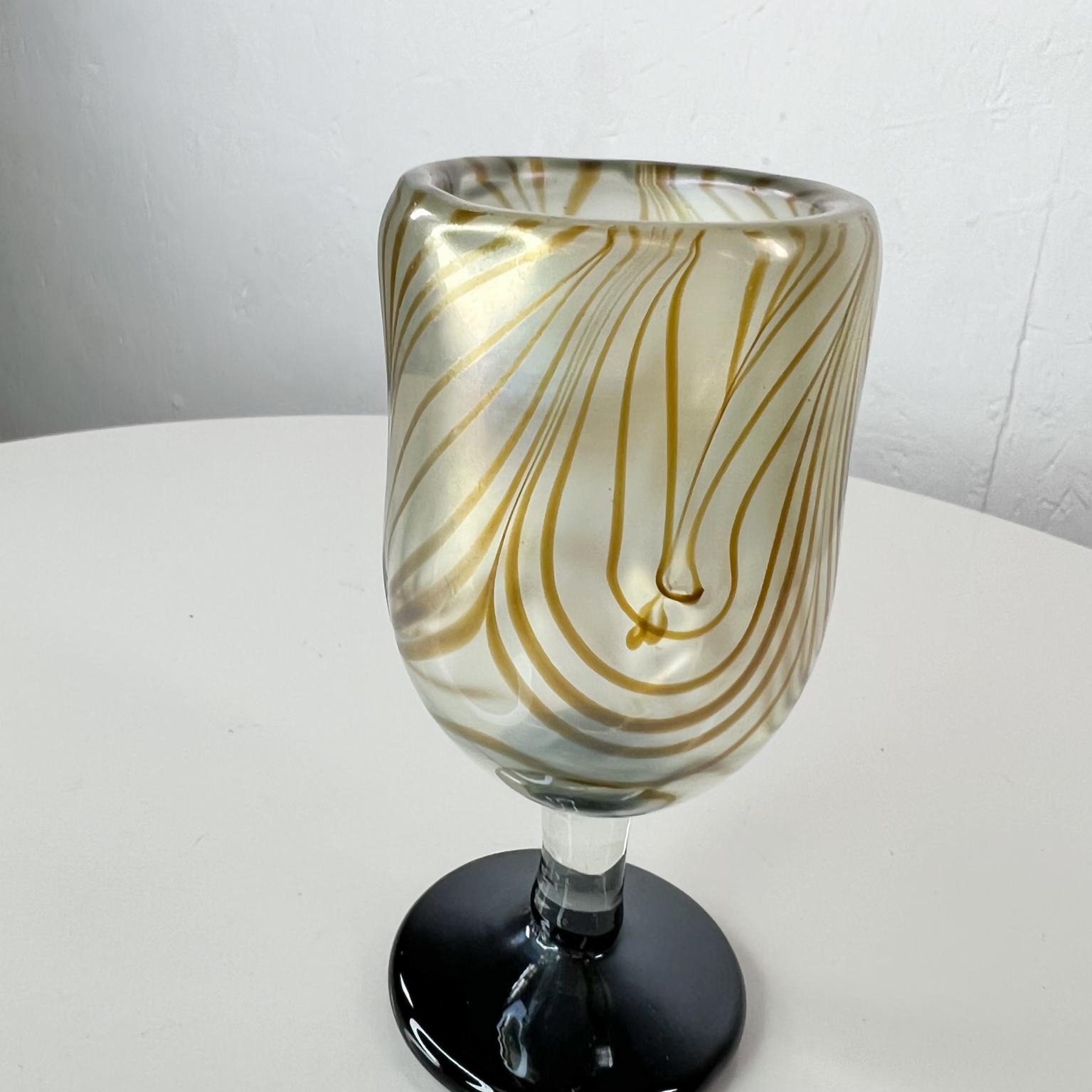 Mid-Century Modern 1970s Studio Art Glass Handmade Goblet by Calif Artist Norm Thomas