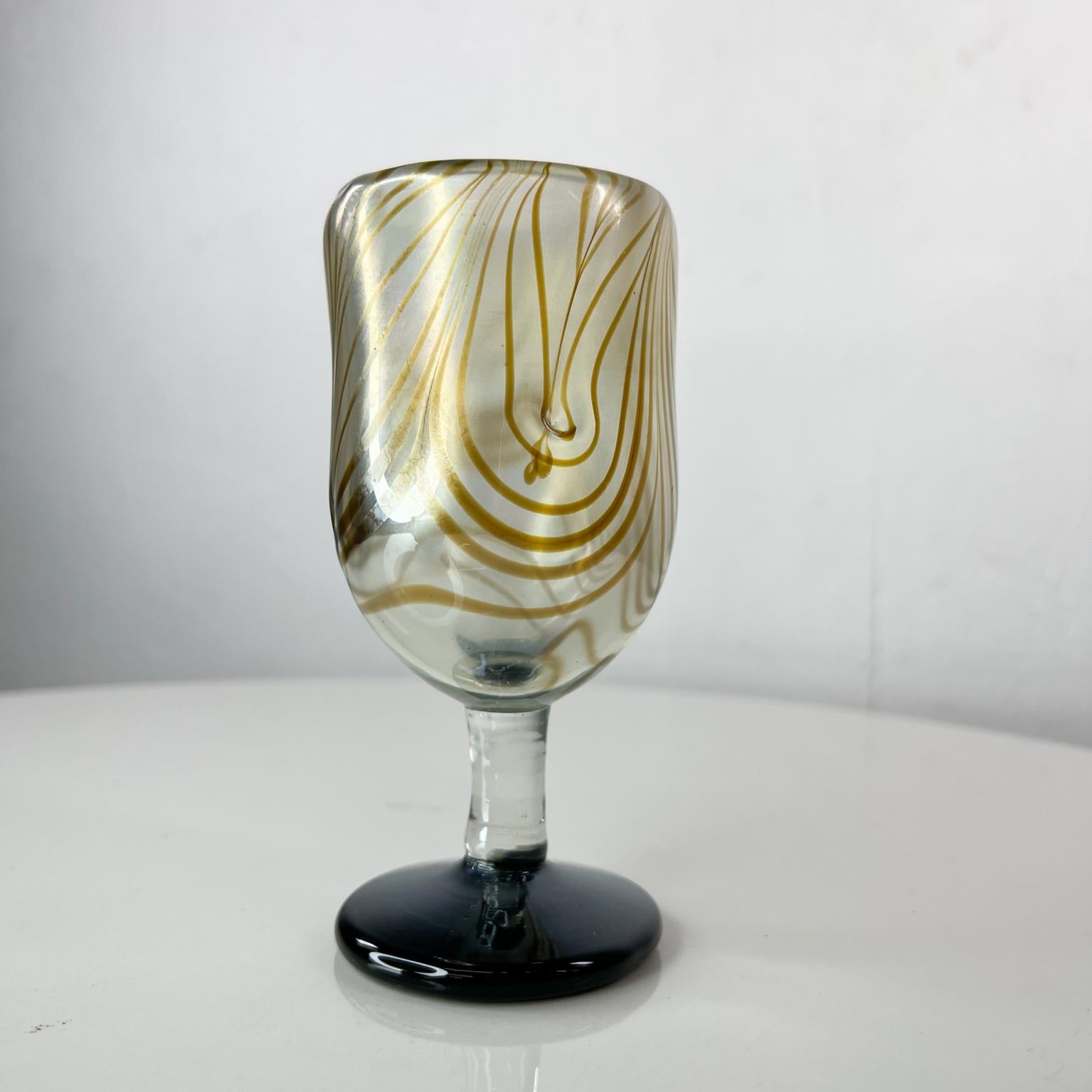American 1970s Studio Art Glass Handmade Goblet by Calif Artist Norm Thomas