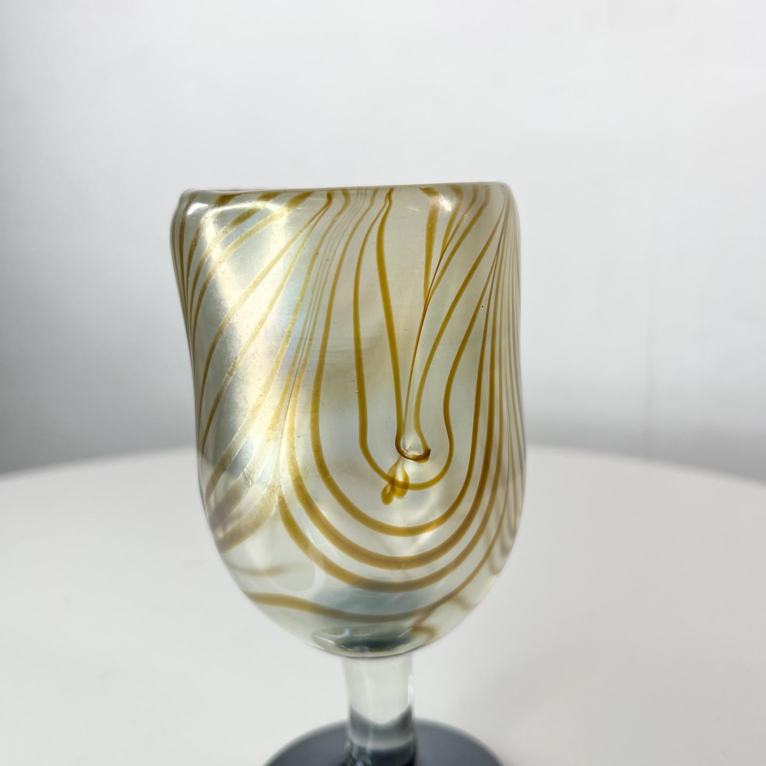 1970s Studio Art Glass Handmade Goblet by Calif Artist Norm Thomas In Good Condition In Chula Vista, CA