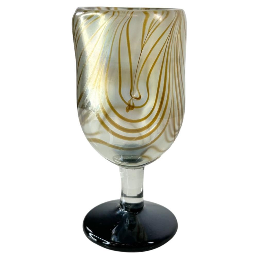 1970s Studio Art Glass Handmade Goblet by Calif Artist Norm Thomas