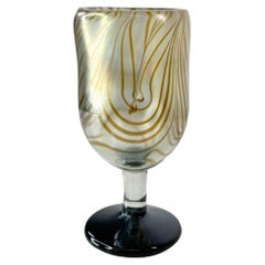 Vintage 1970s Studio Art Glass Handmade Goblet by Calif Artist Norm Thomas