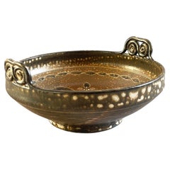 1970s Studio Ceramic Bowl Celtic Scandinavian Style by Friedl Thoms, Germany