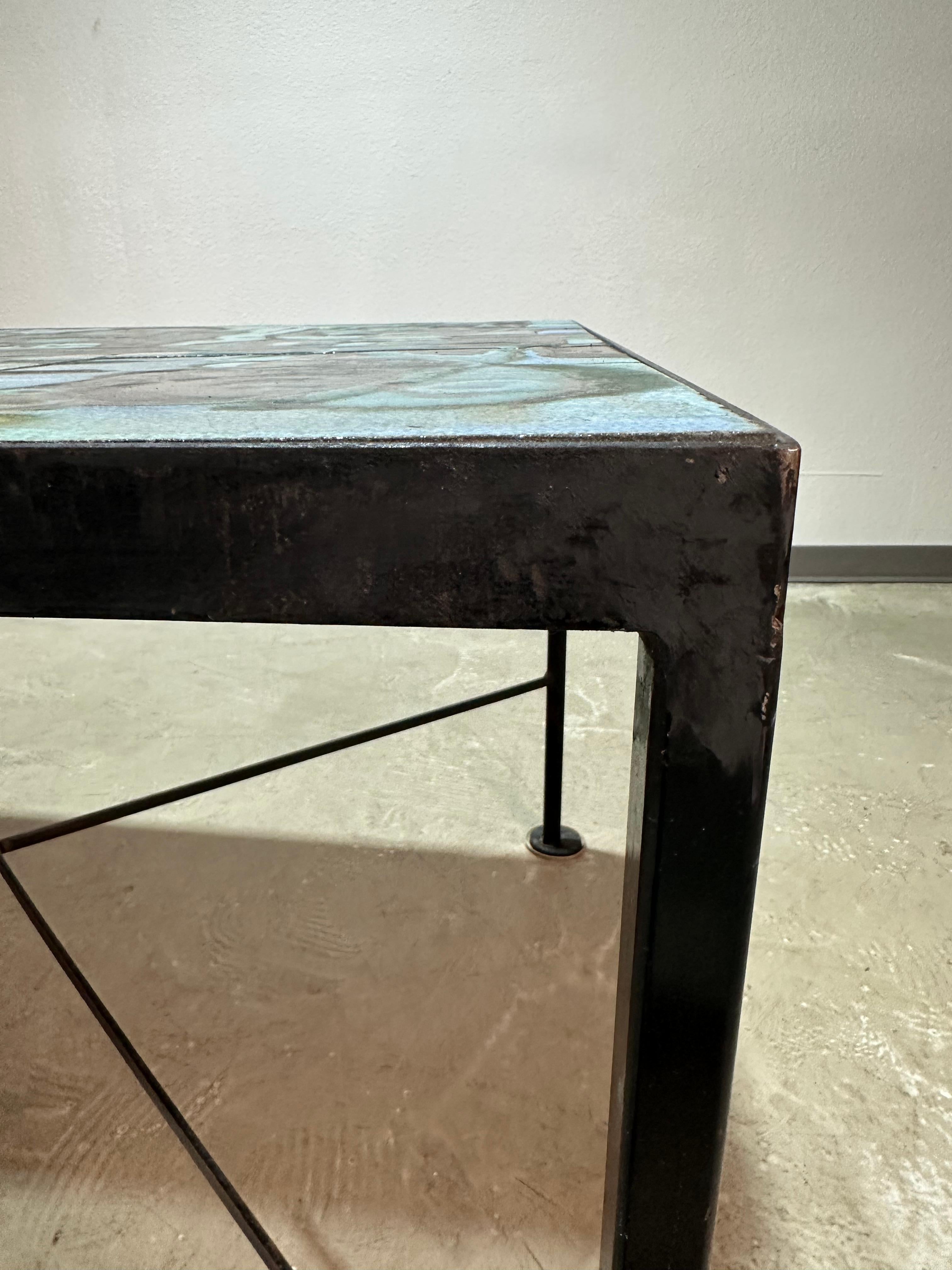 Table de salle à manger en céramique et fer de Studio 1970 en vente 8