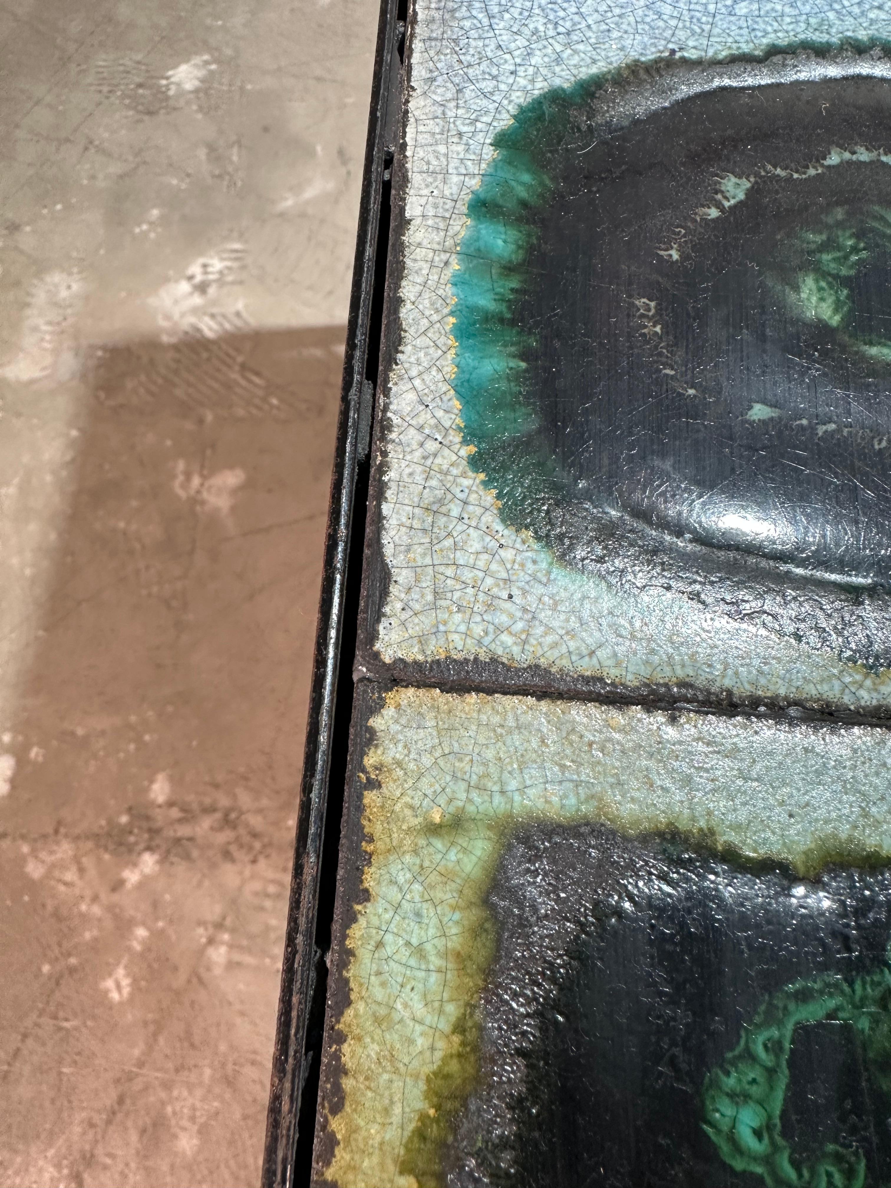 Table de salle à manger en céramique et fer de Studio 1970 en vente 9