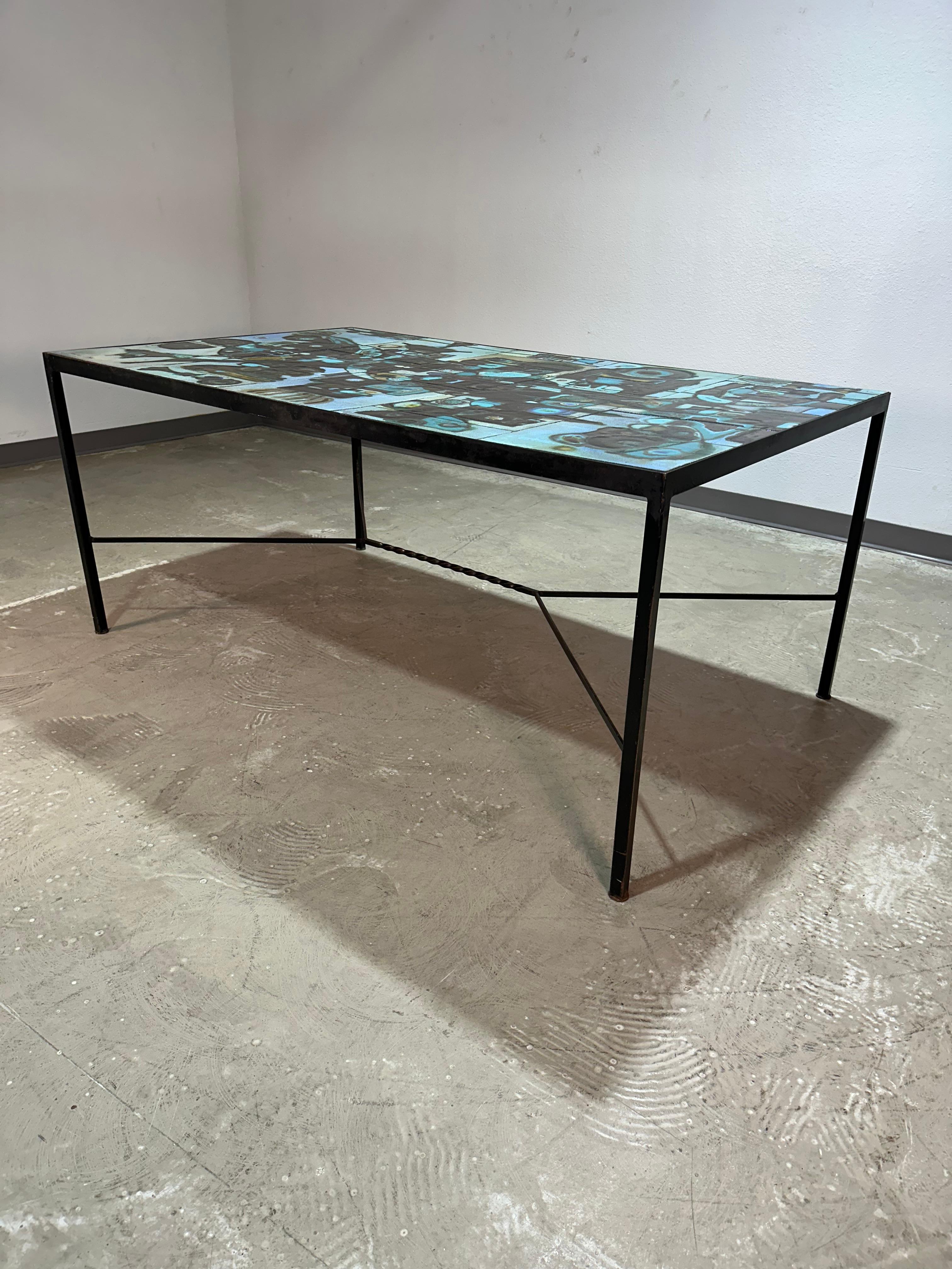 Table de salle à manger en céramique et fer de Studio 1970 Bon état - En vente à Lutz, FL