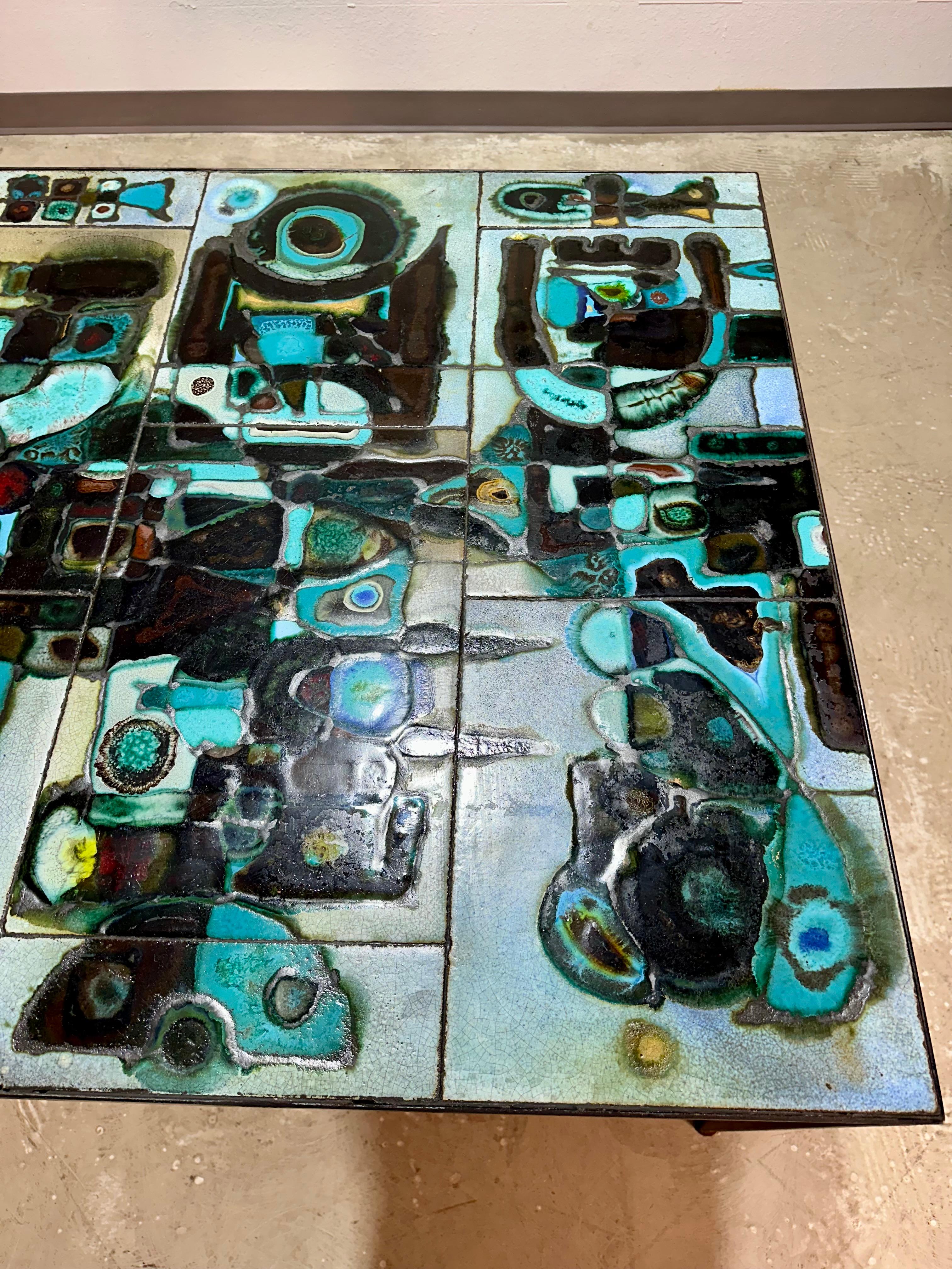 20ième siècle Table de salle à manger en céramique et fer de Studio 1970 en vente