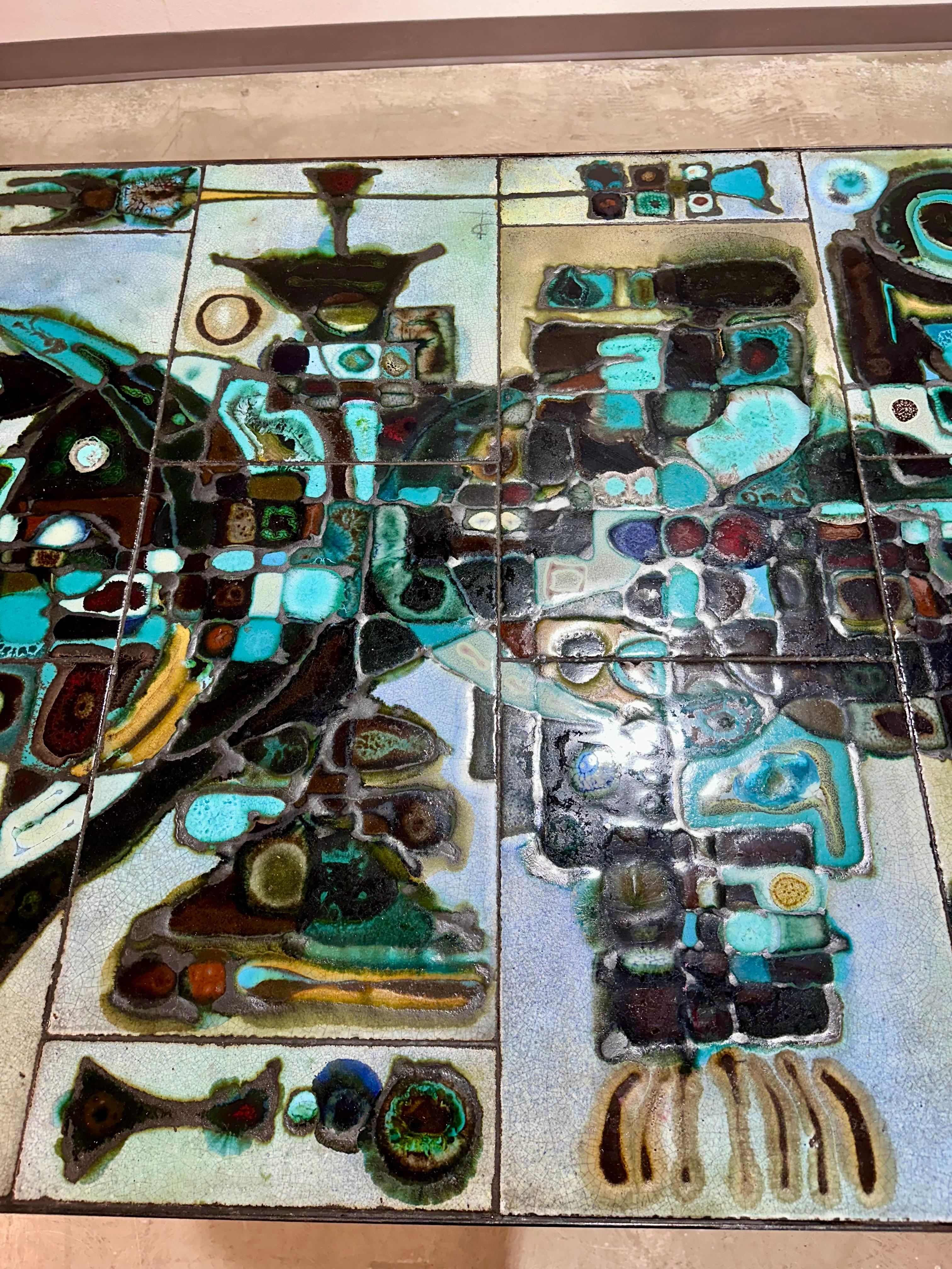 Céramique Table de salle à manger en céramique et fer de Studio 1970 en vente