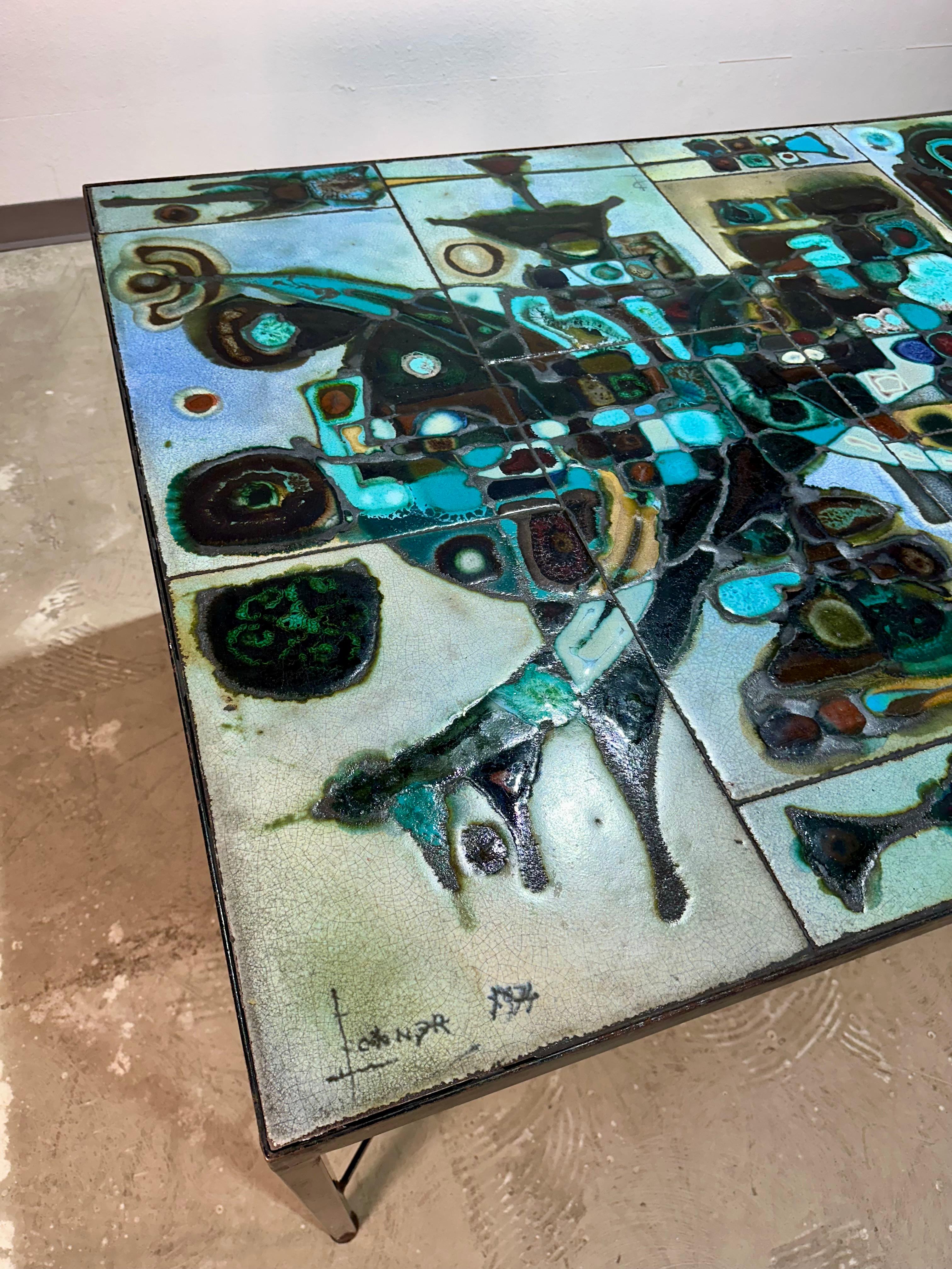 Table de salle à manger en céramique et fer de Studio 1970 en vente 1