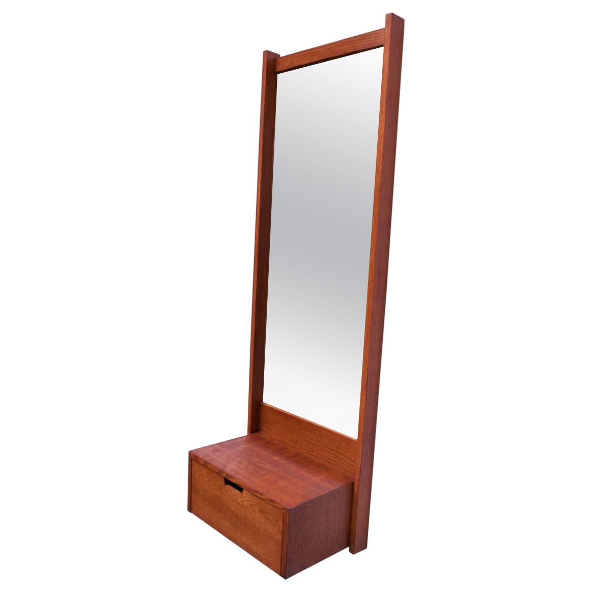 1970s Studio Craft Oak Wall Mirror by Charles Webb For Sale