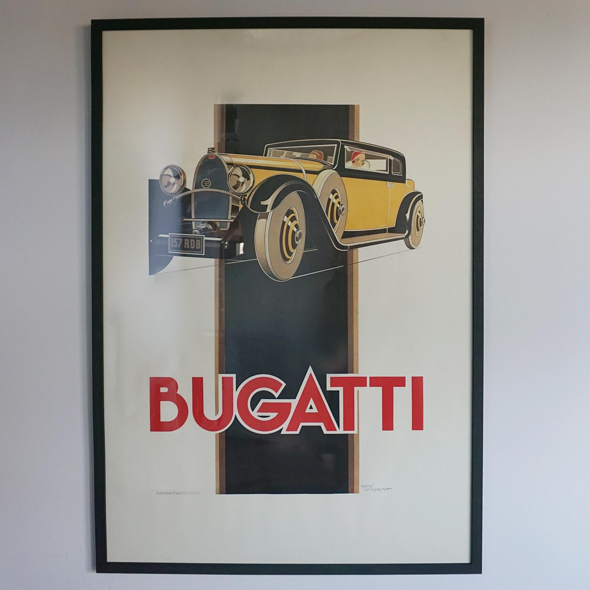 French 1970s Studio Edition Bugatti Print by Rene Vincent Printed by Bedos Paris