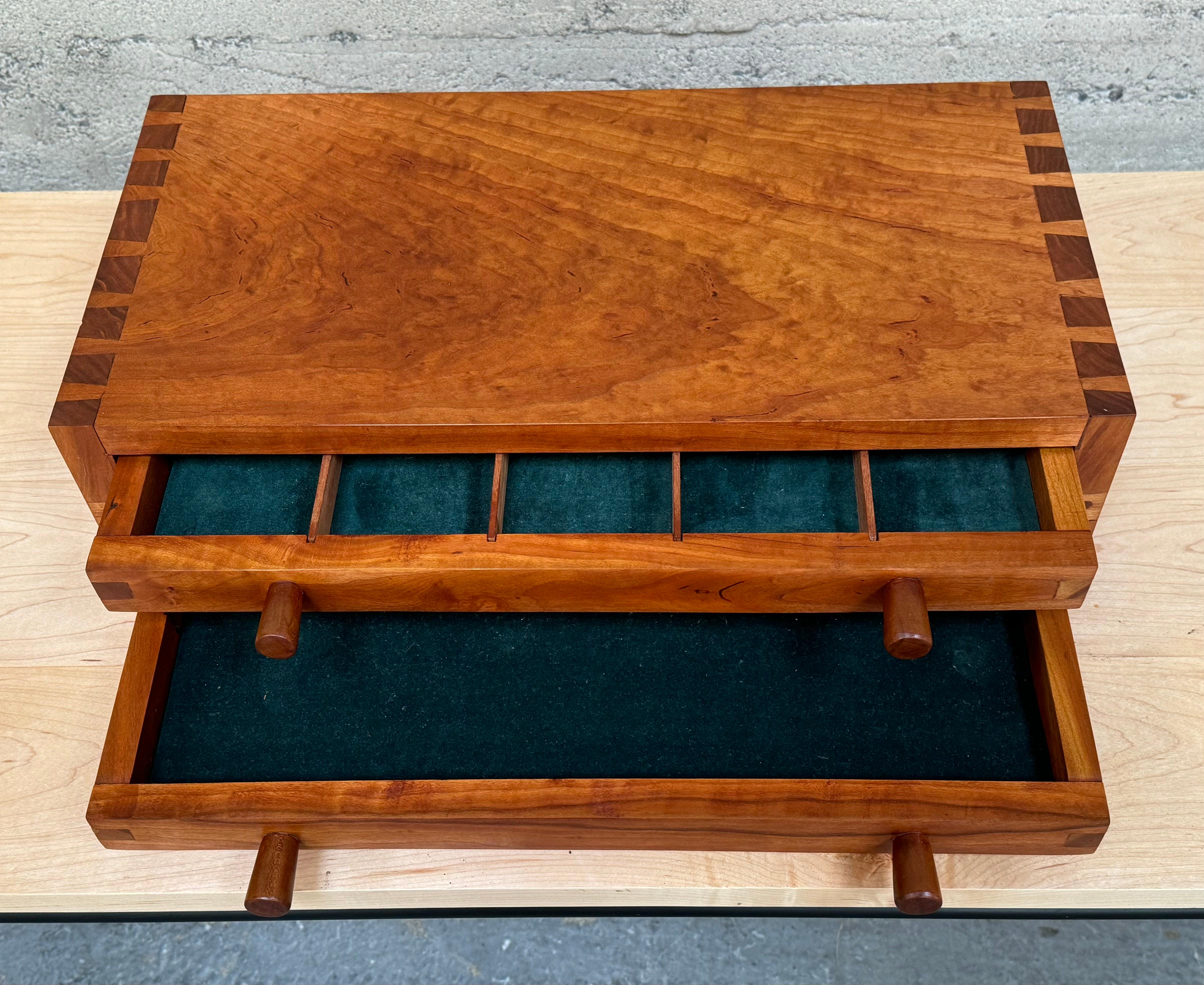 1970s Studio Made Jewelry Box in Birds Eye Maple 2