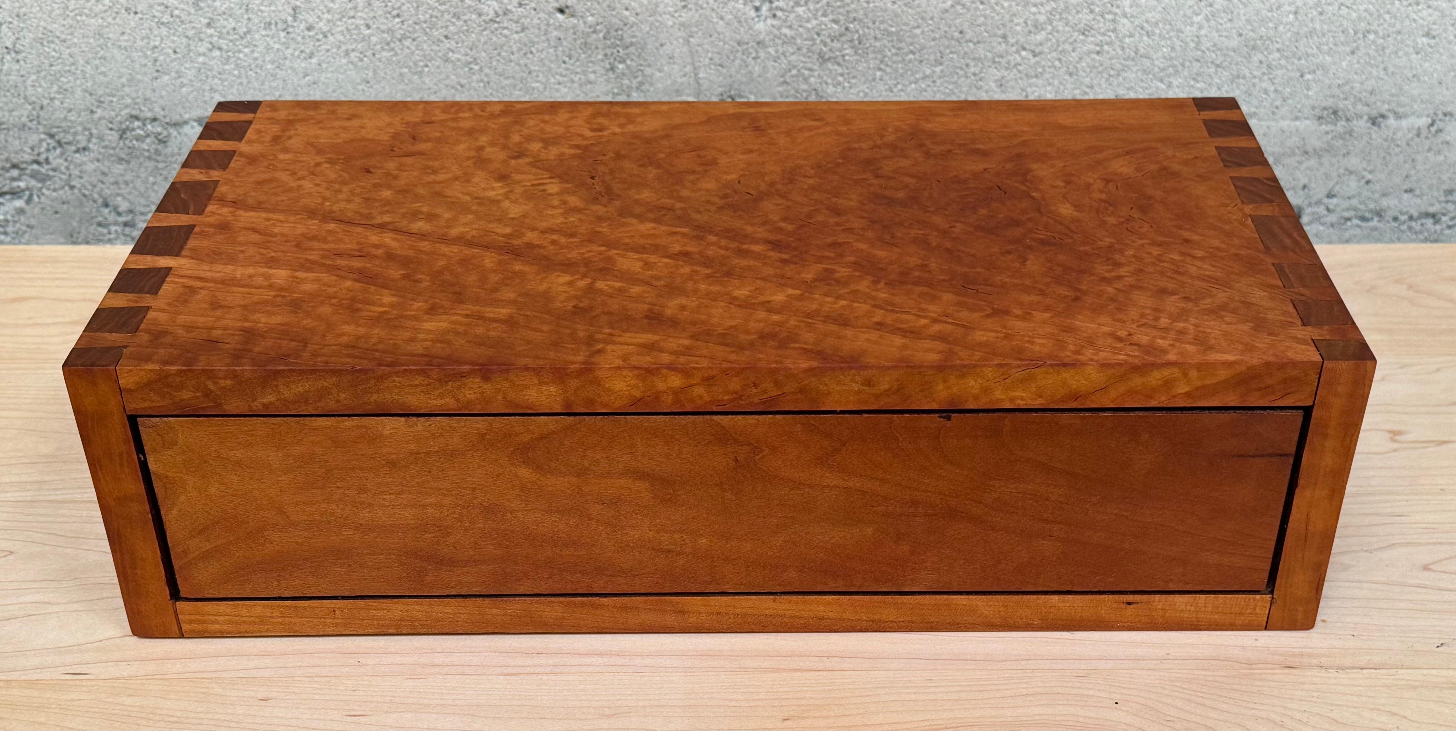 1970s Studio Made Jewelry Box in Birds Eye Maple 3