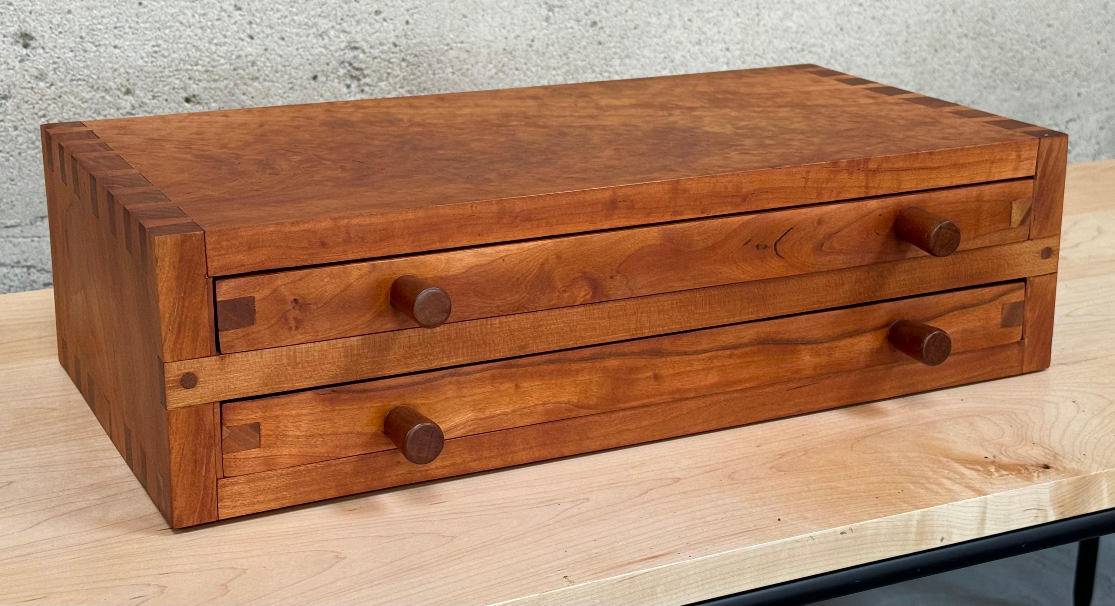 Organic Modern 1970s Studio Made Jewelry Box in Birds Eye Maple