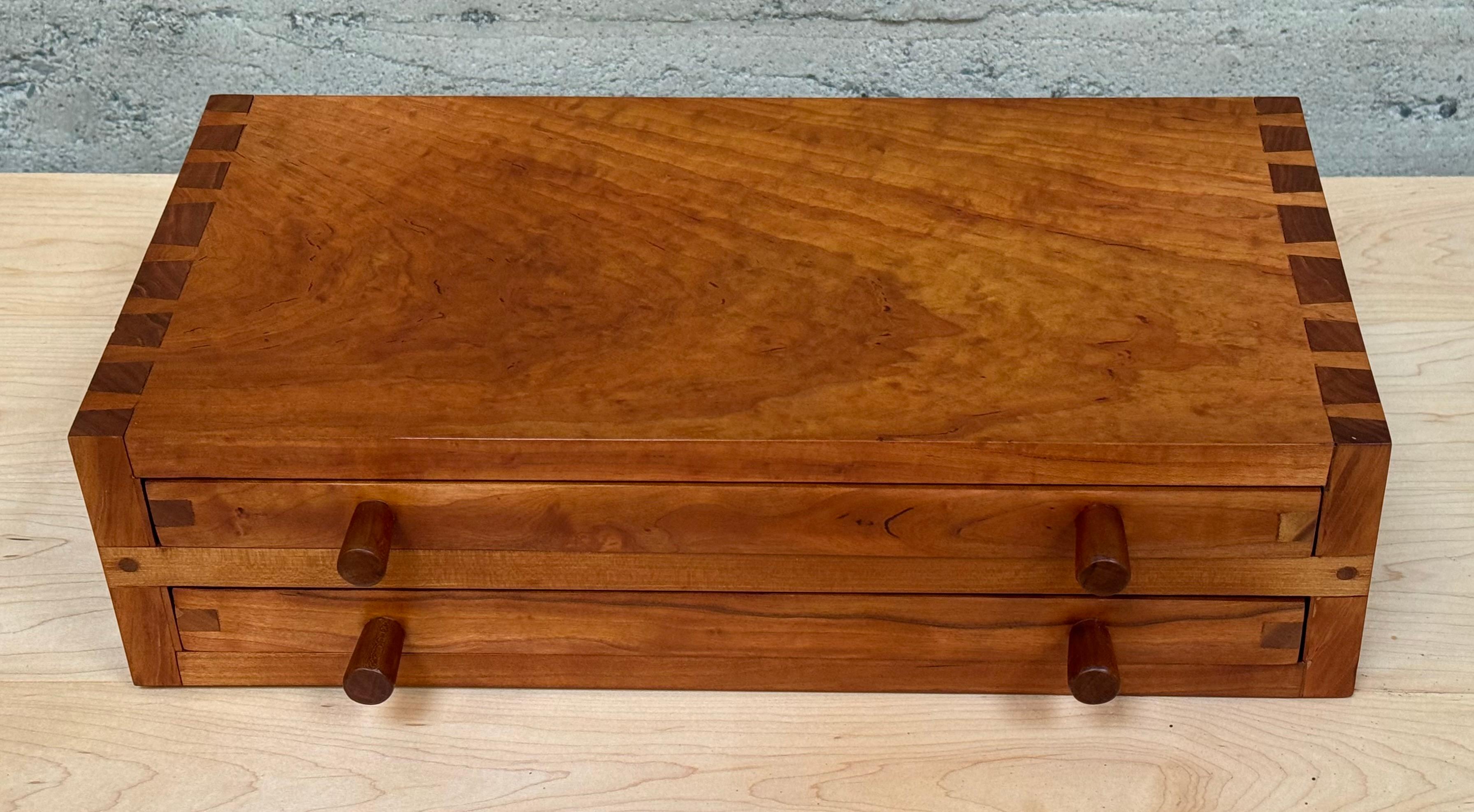 Hand-Crafted 1970s Studio Made Jewelry Box in Birds Eye Maple