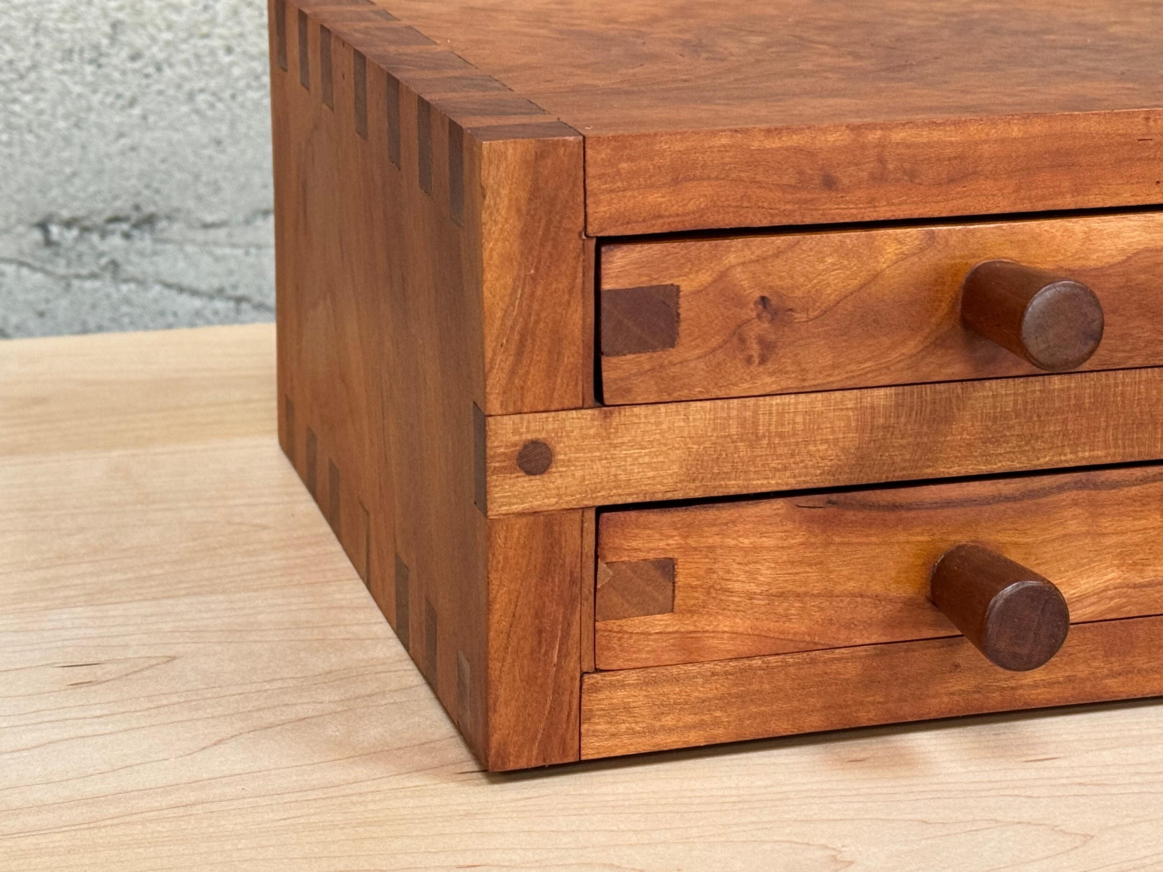 Late 20th Century 1970s Studio Made Jewelry Box in Birds Eye Maple