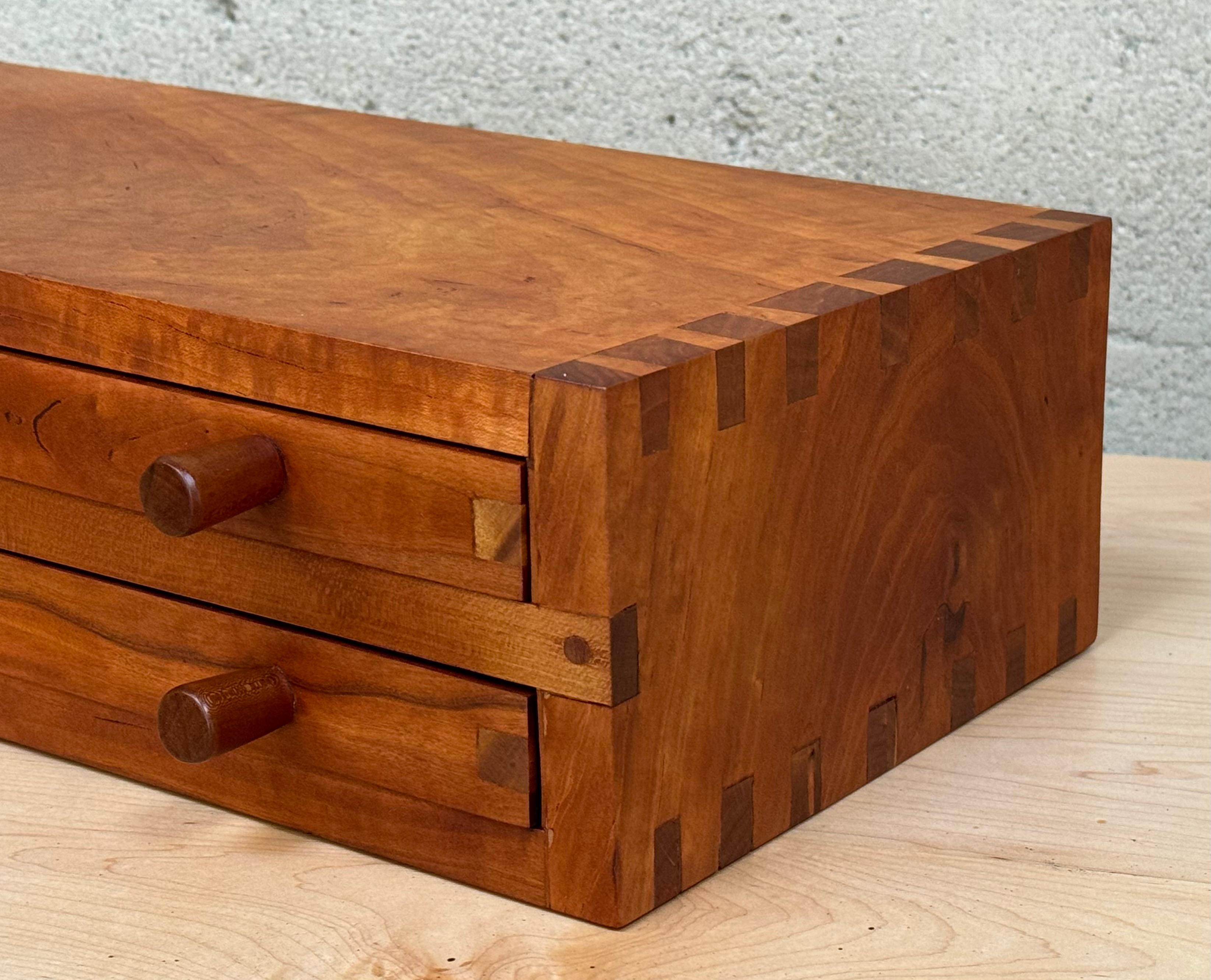 Birdseye Maple 1970s Studio Made Jewelry Box in Birds Eye Maple