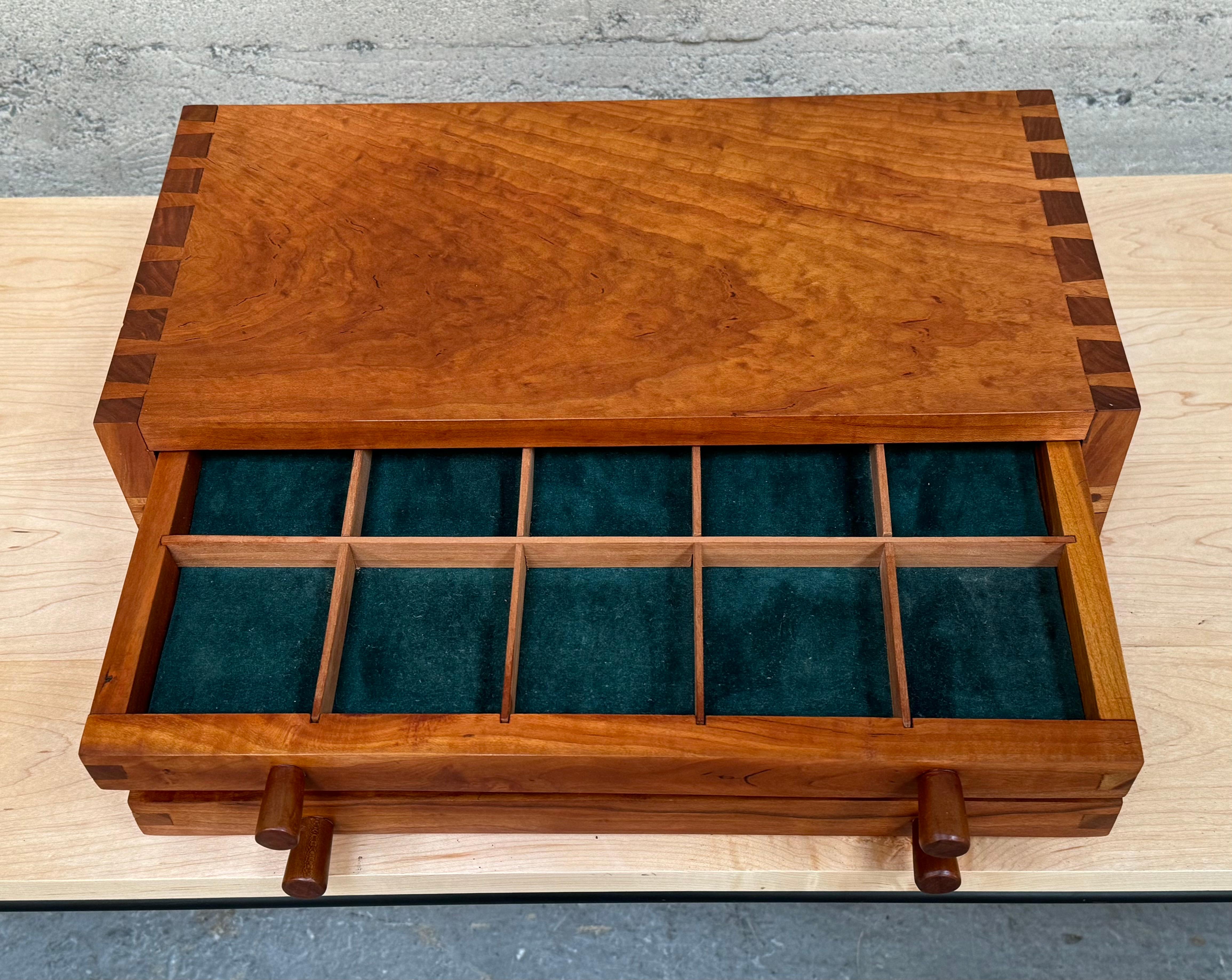 1970s Studio Made Jewelry Box in Birds Eye Maple 1