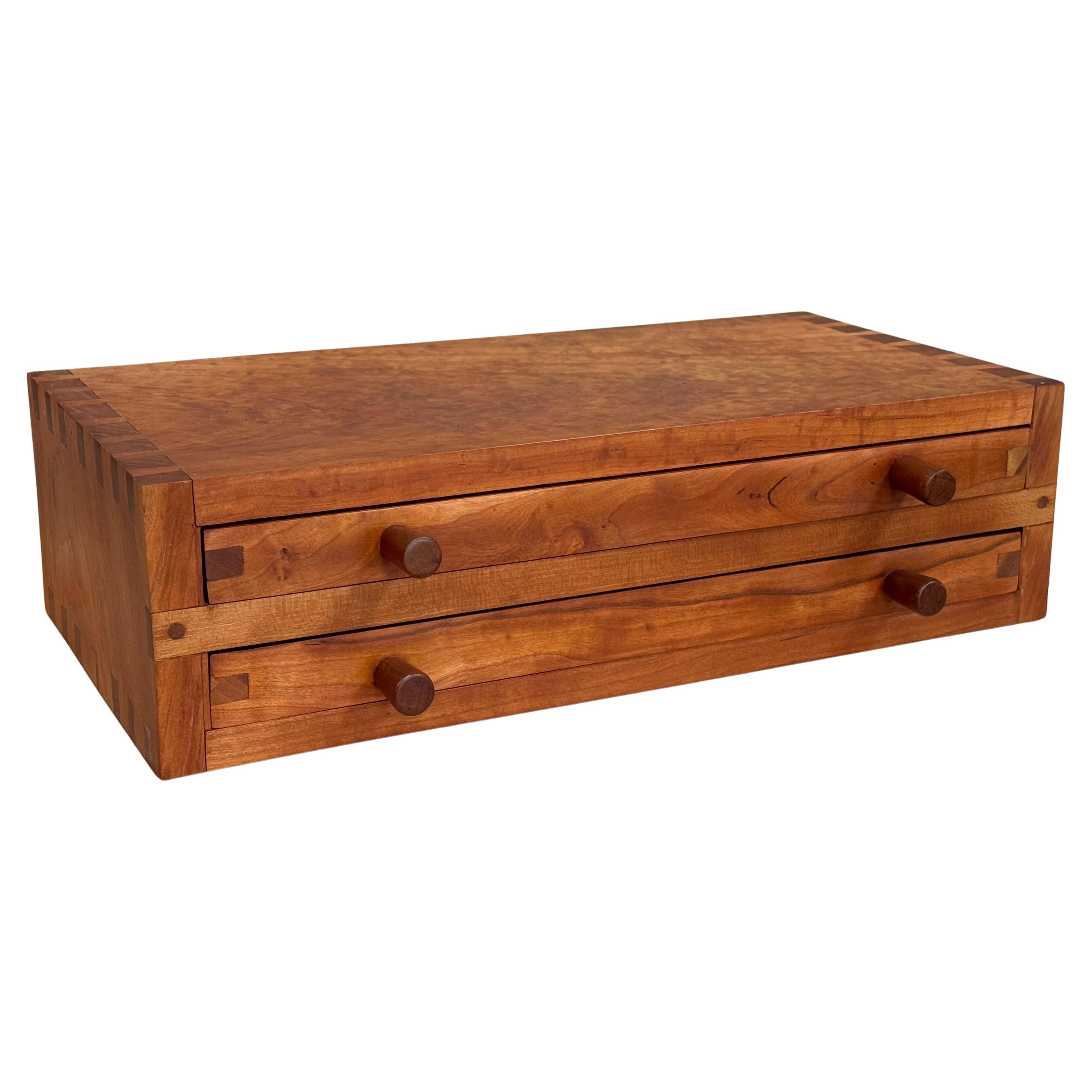 1970s Studio Made Jewelry Box in Birds Eye Maple