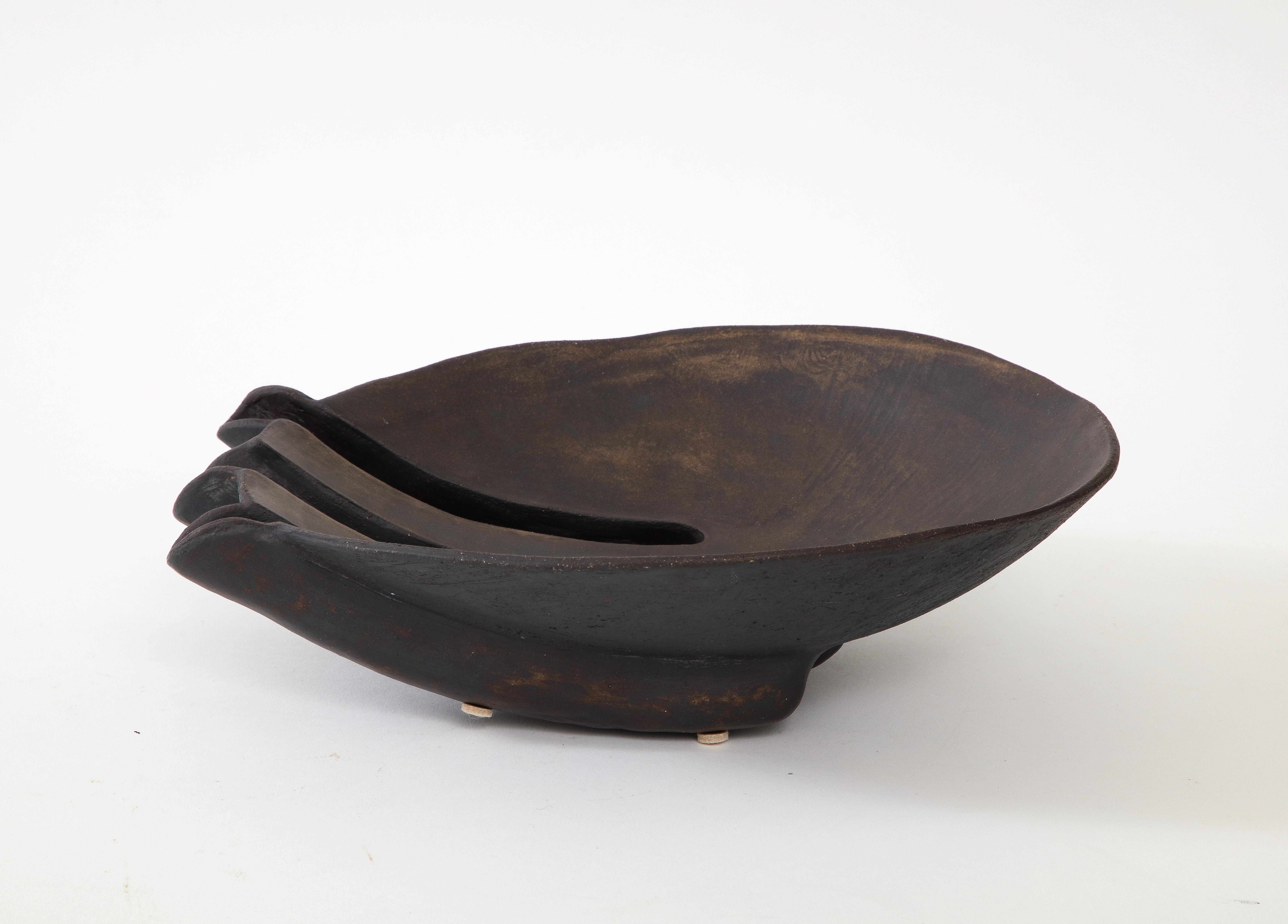 American 1970's Studio Made Modernist Pottery Bowl For Sale