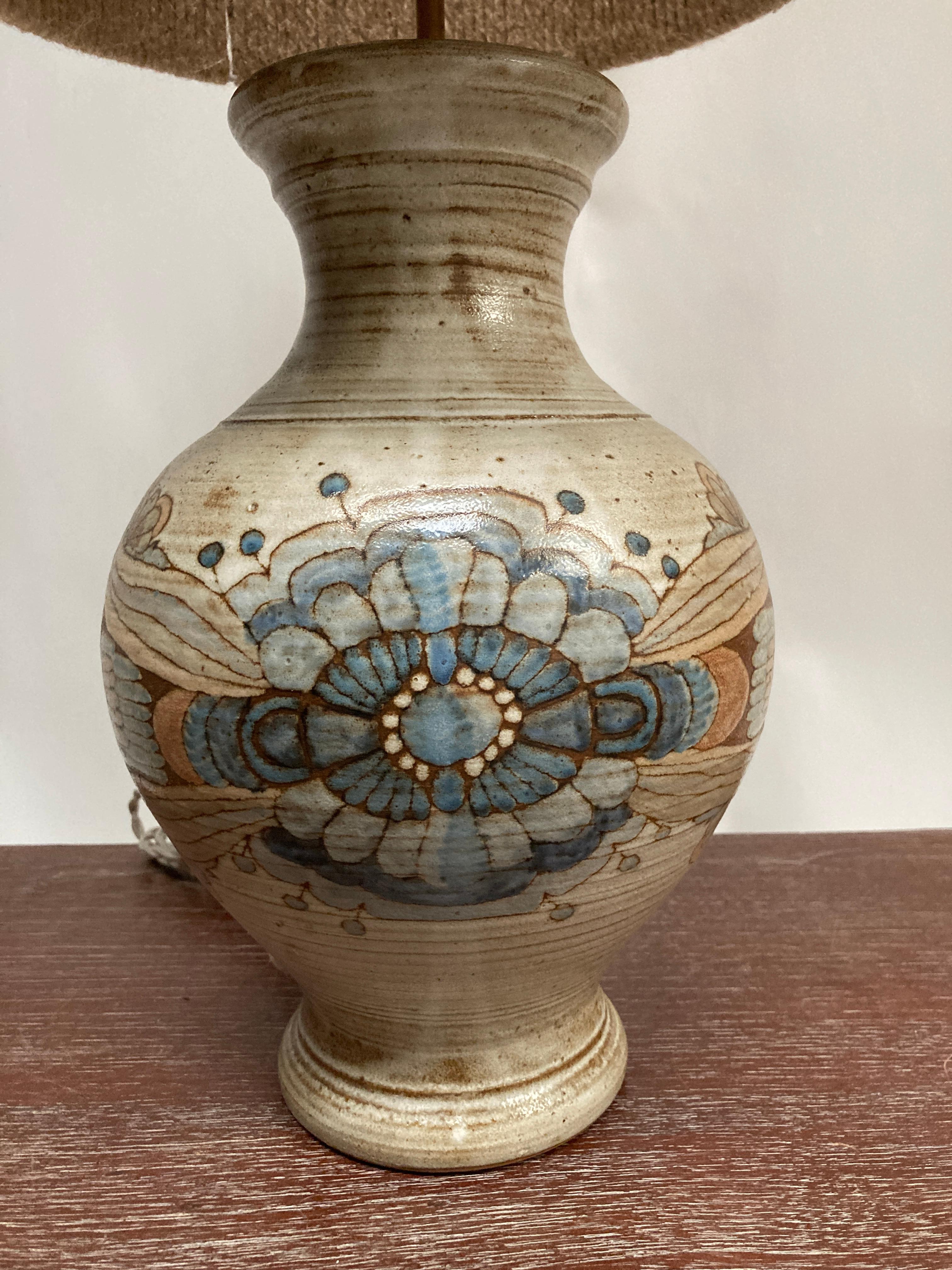 French 1970's Studio pottery Ceramic lamp by Fievet For Sale
