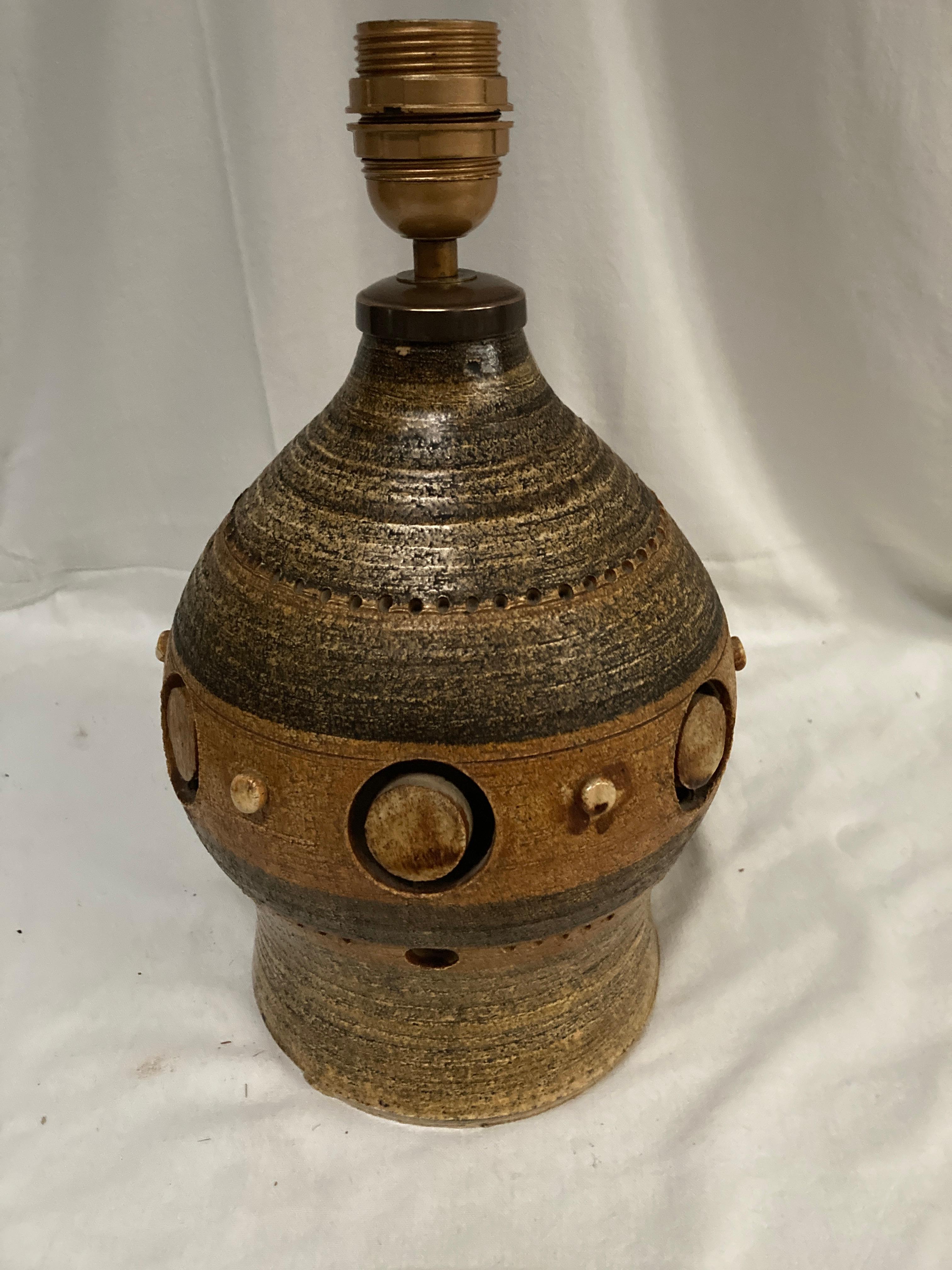 Lámpara de cerámica Studio Pottery de 1970 de Georges Pelletier Francés en venta
