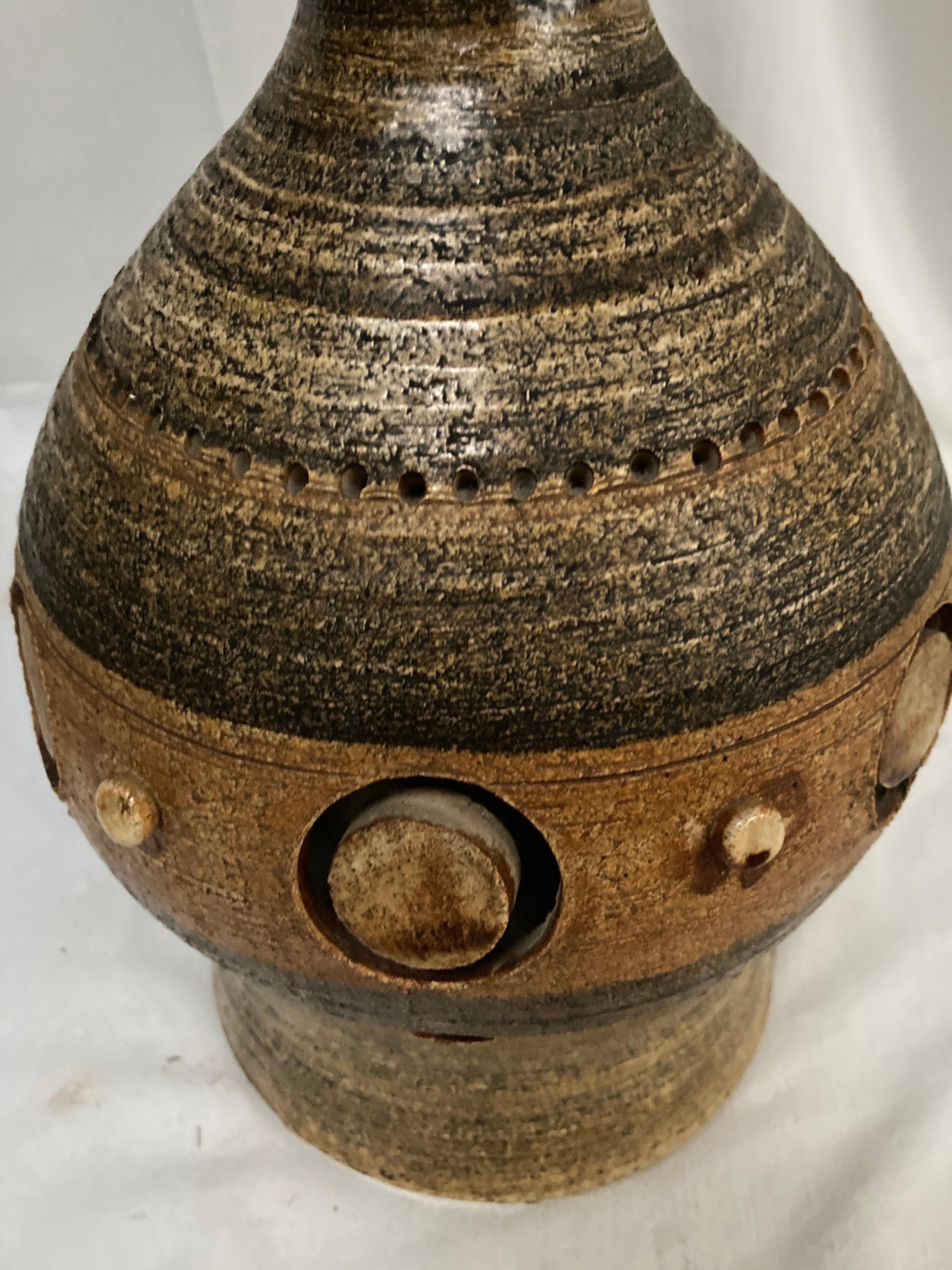 Lámpara de cerámica Studio Pottery de 1970 de Georges Pelletier en Bueno estado para la venta en Bois-Colombes, FR