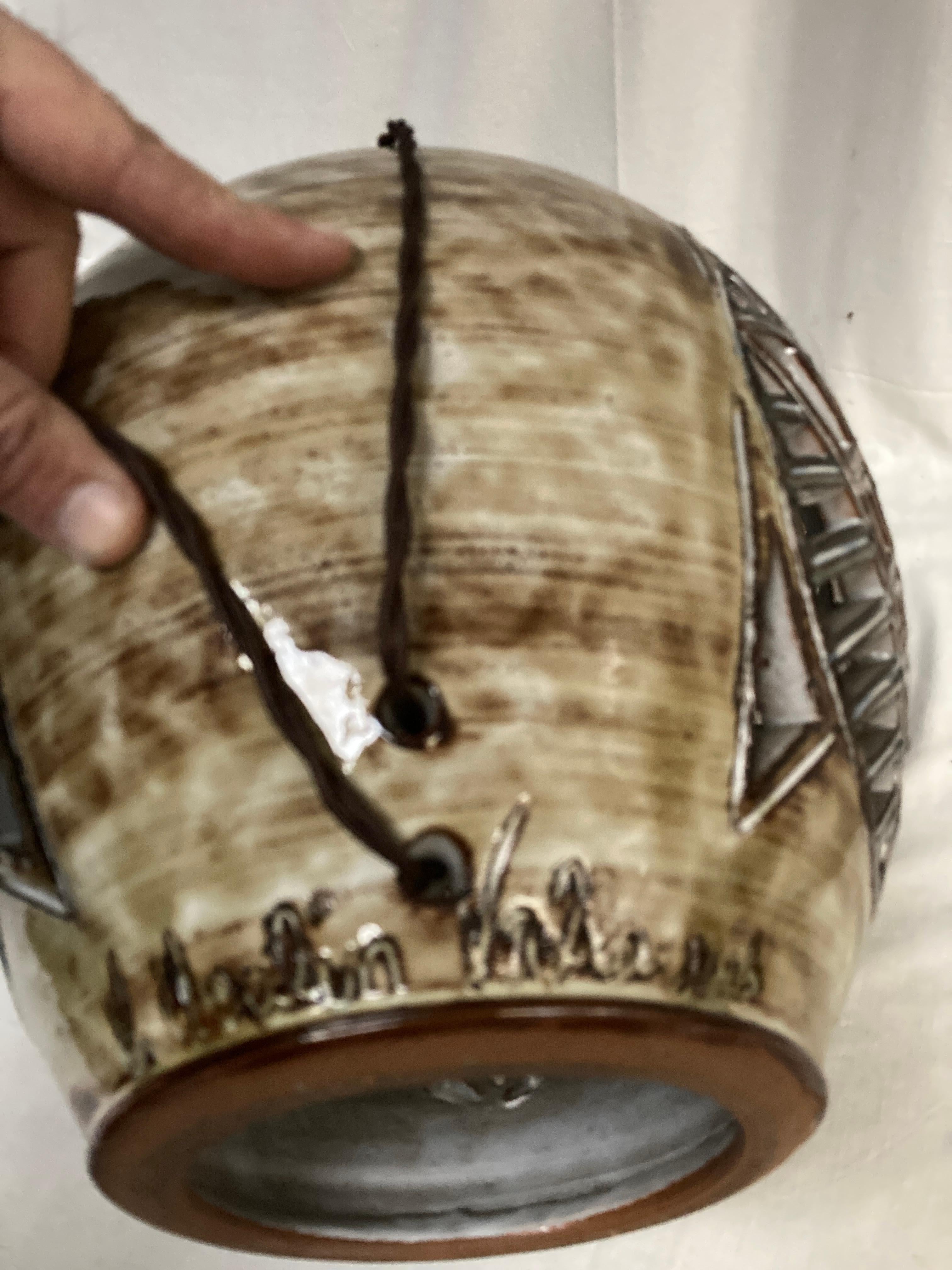 Lámpara de cerámica Studio Pottery de 1970 de Le Vieux Moulin Vallauris en venta 2