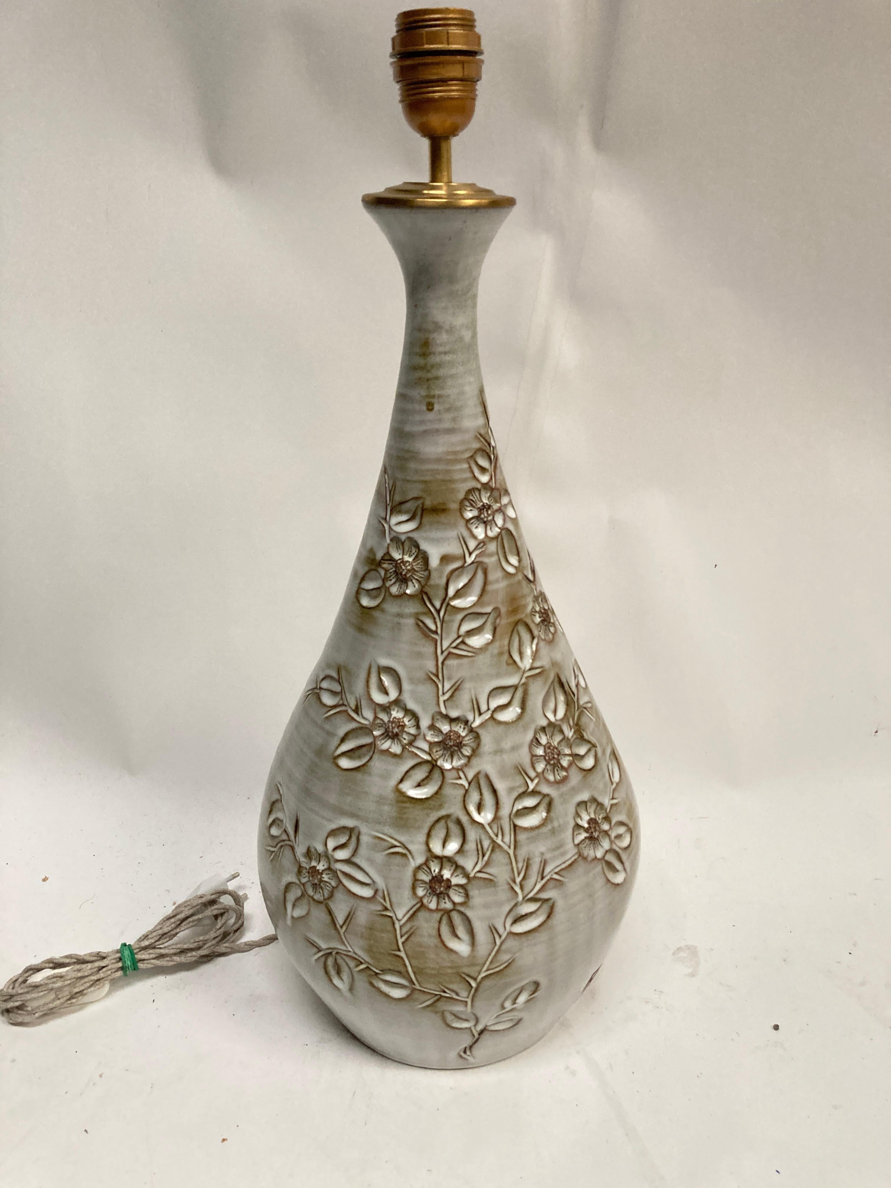French 1970's Studio pottery ceramic lamp by Vallauris For Sale
