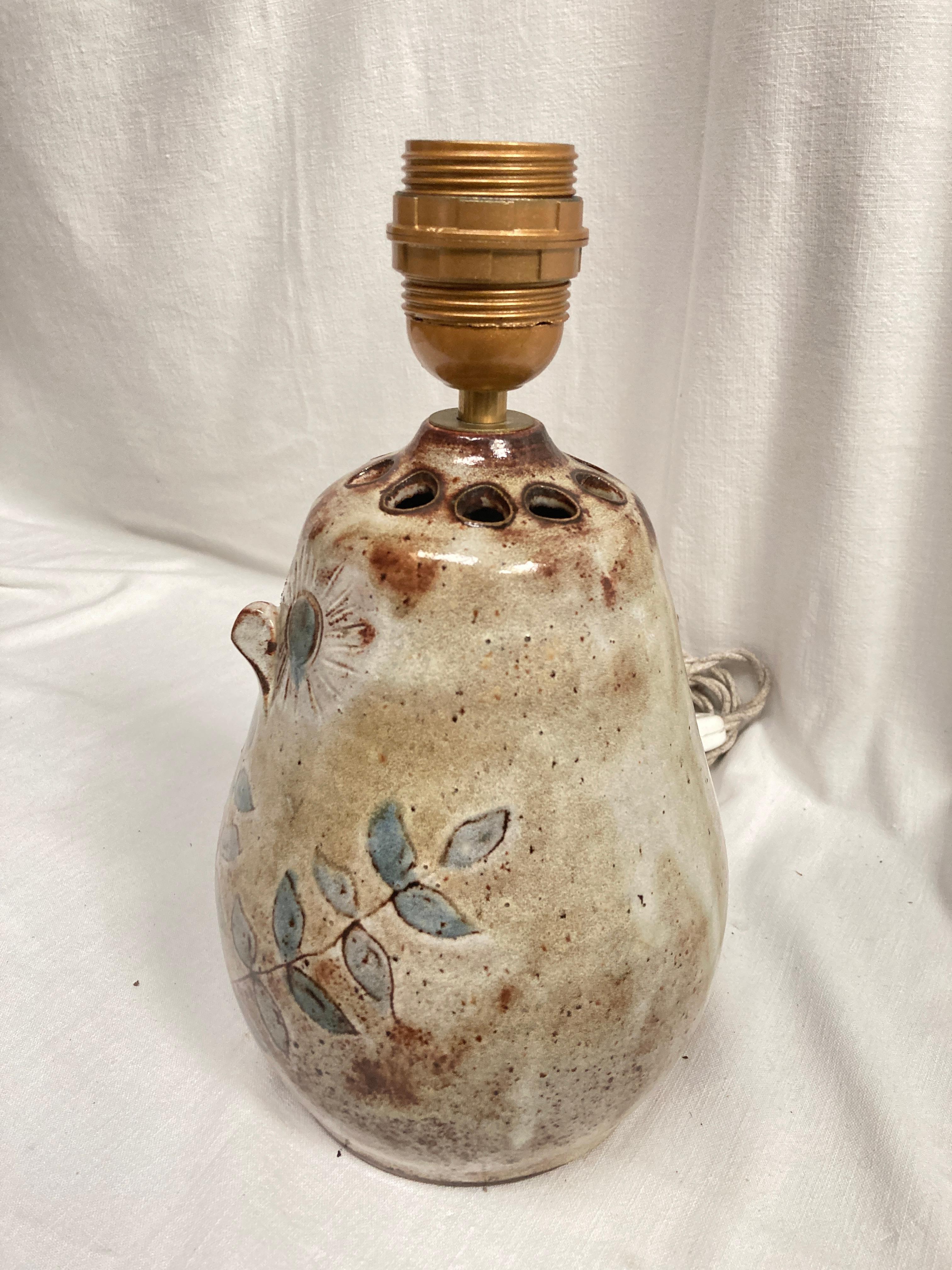 French 1970's Studio pottery ceramic lamp by Vallauris For Sale