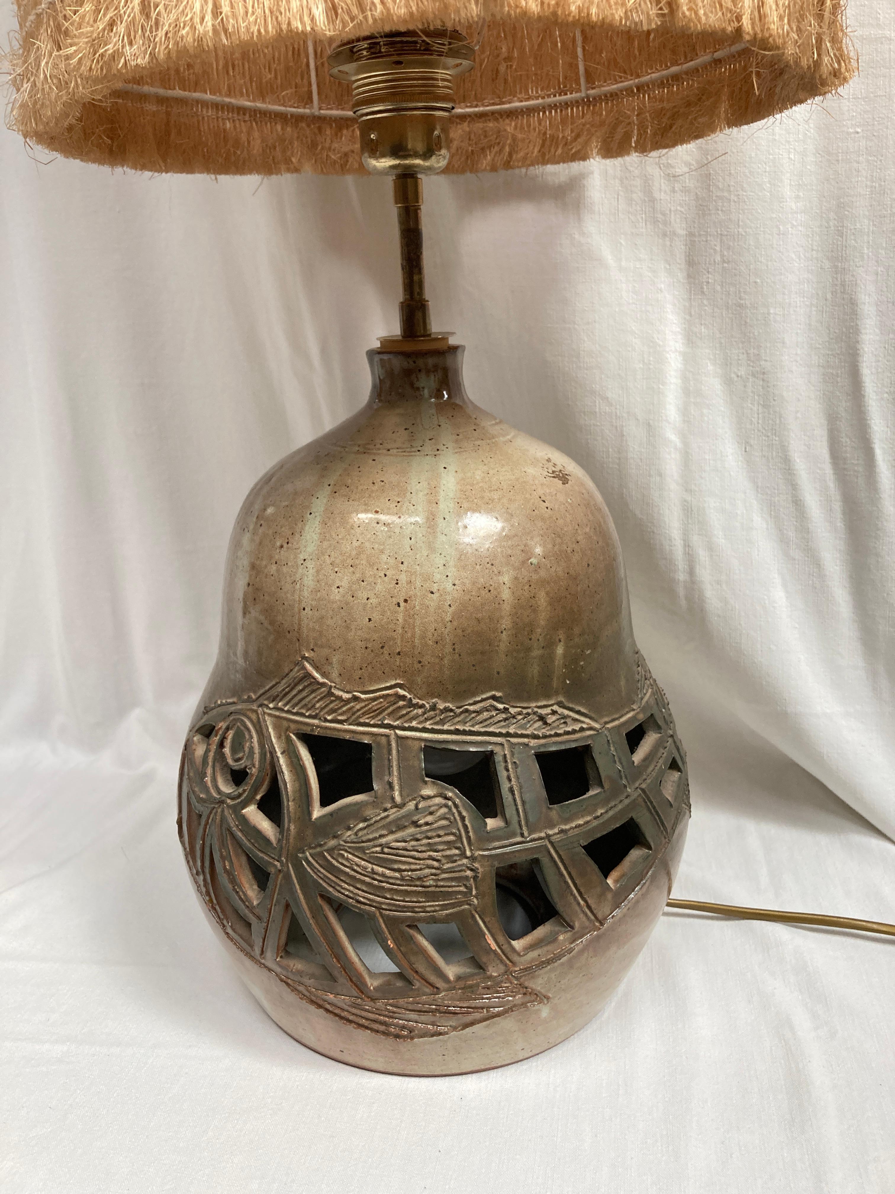 Lámpara de cerámica Studio Pottery de 1970 de Vallauris Francés en venta