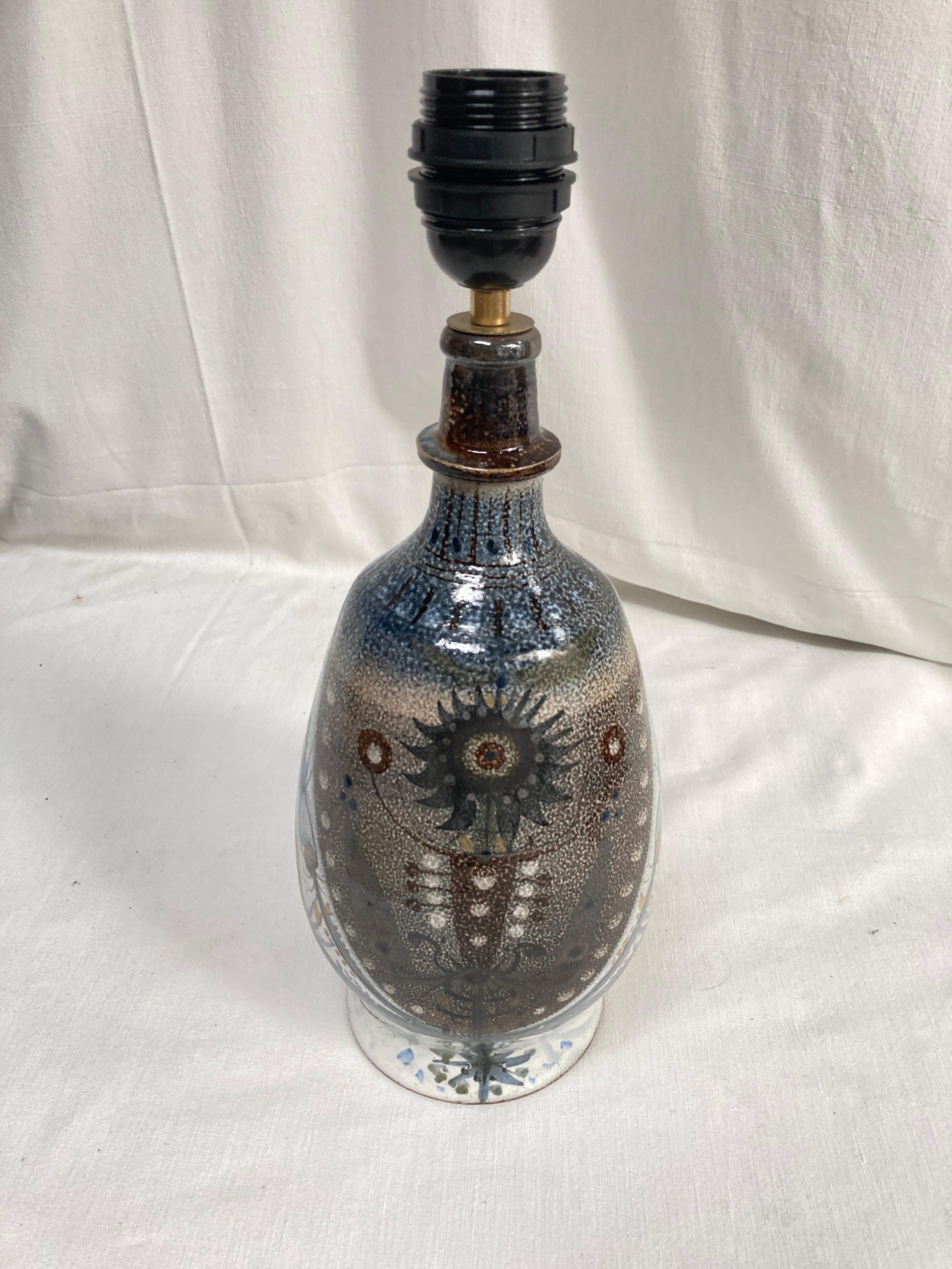 Lámpara de cerámica Studio Pottery de 1970 de Vallauris Francés en venta