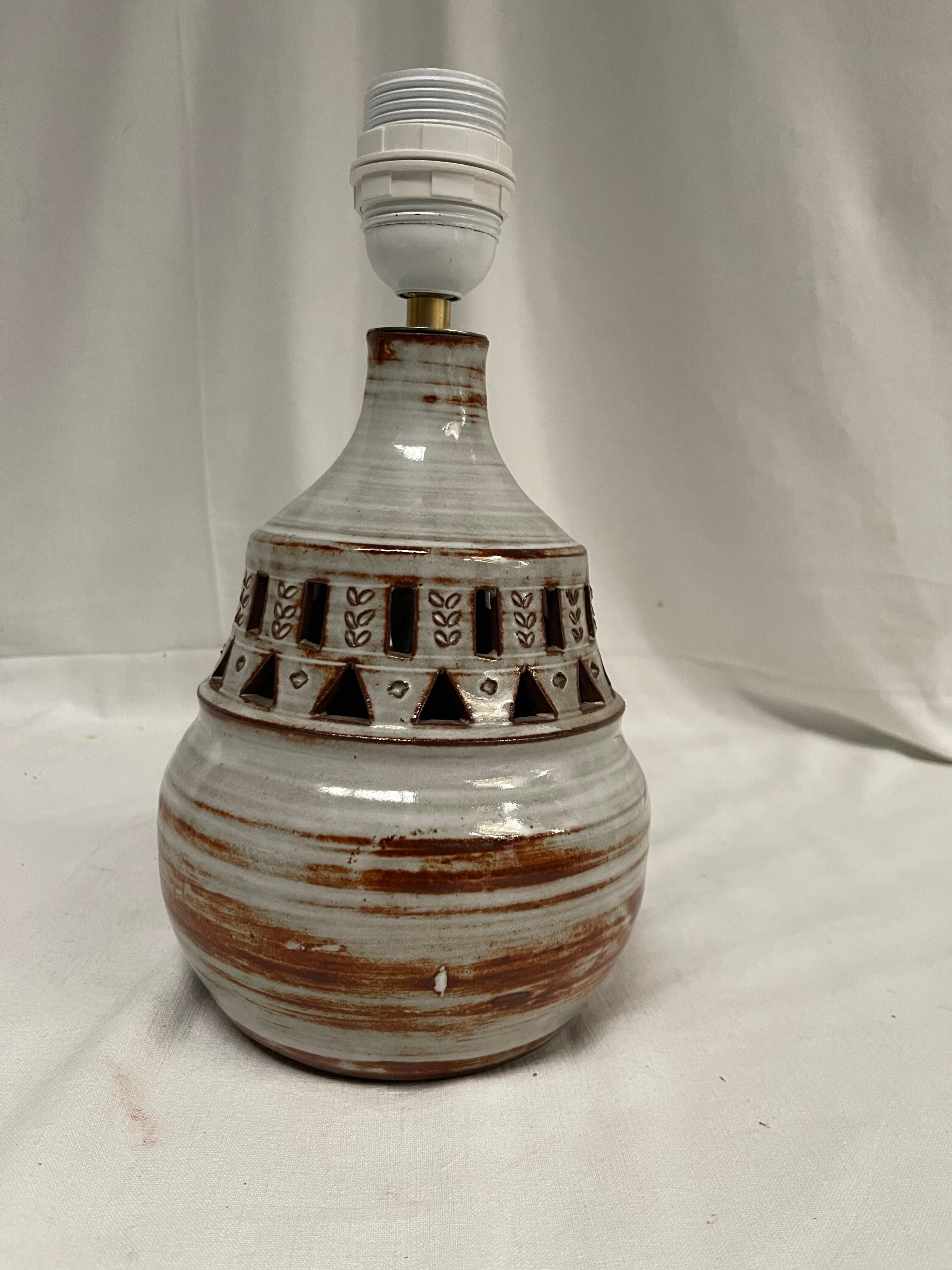 European 1970's Studio pottery ceramic lamp by Vallauris For Sale