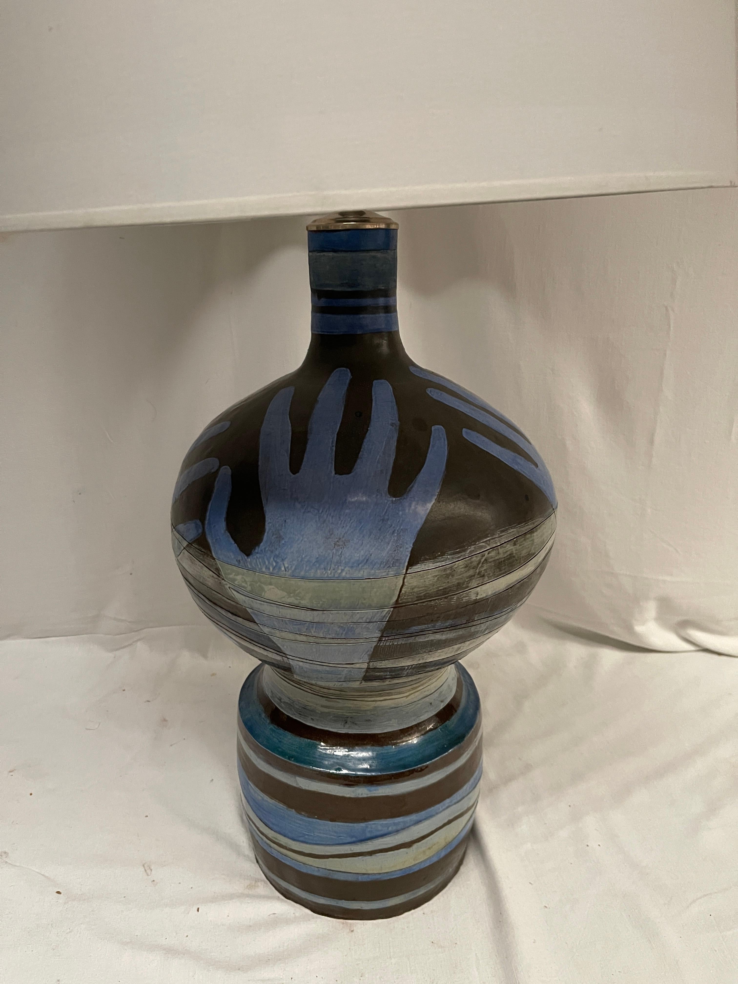 Européen Lampe Studio pottery céramique de Vallauris des années 1970 en vente