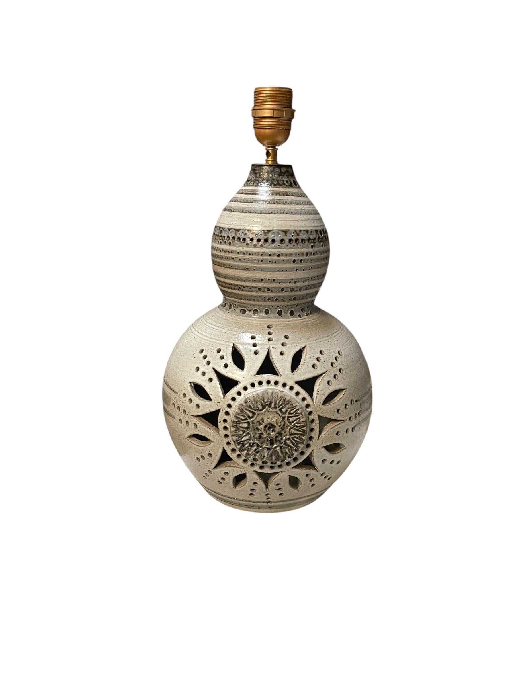 French 1970's Studio pottery ceramic lamp by Vallauris For Sale