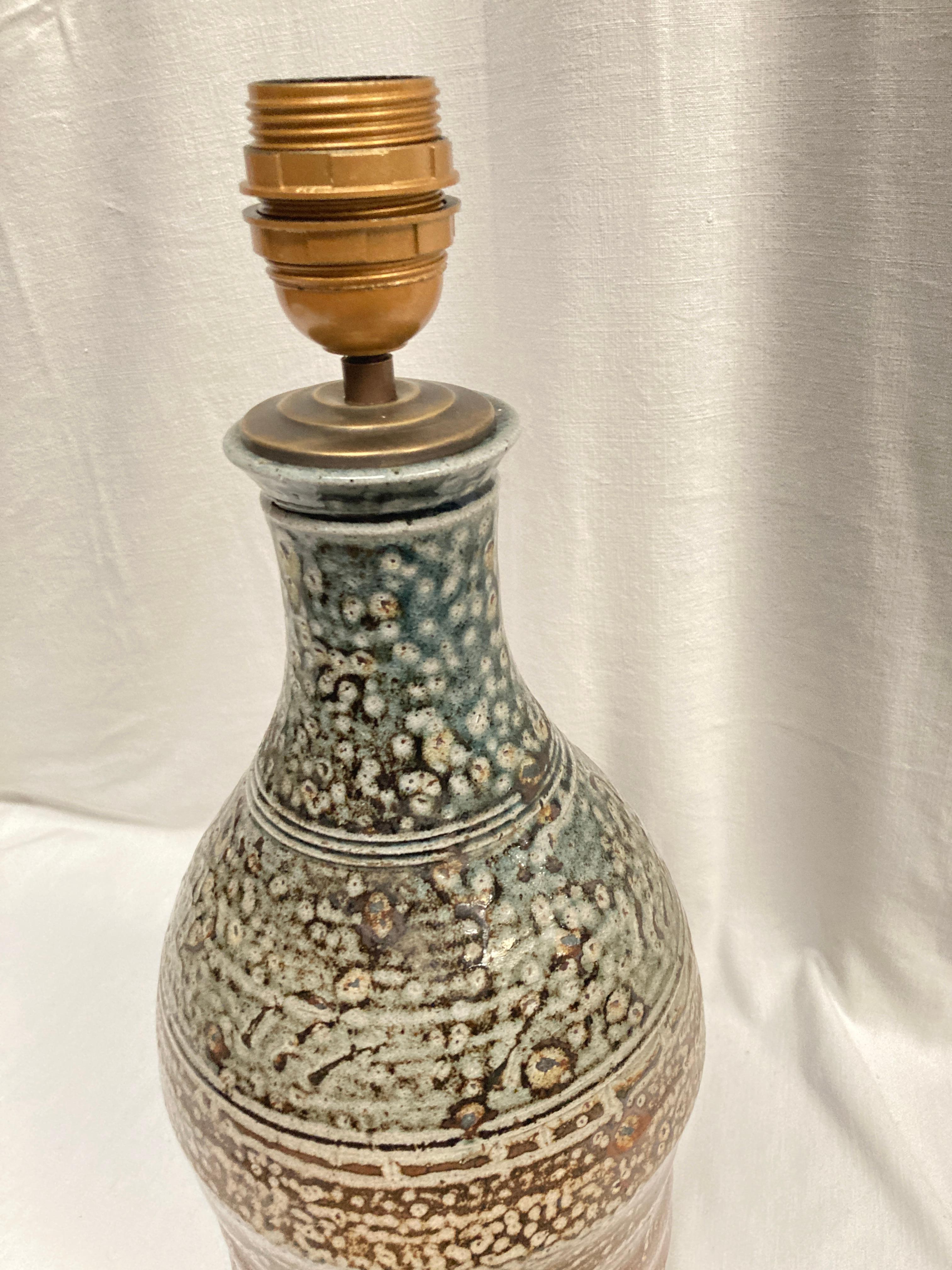 1970's Studio pottery ceramic lamp by Vallauris In Good Condition For Sale In Bois-Colombes, FR