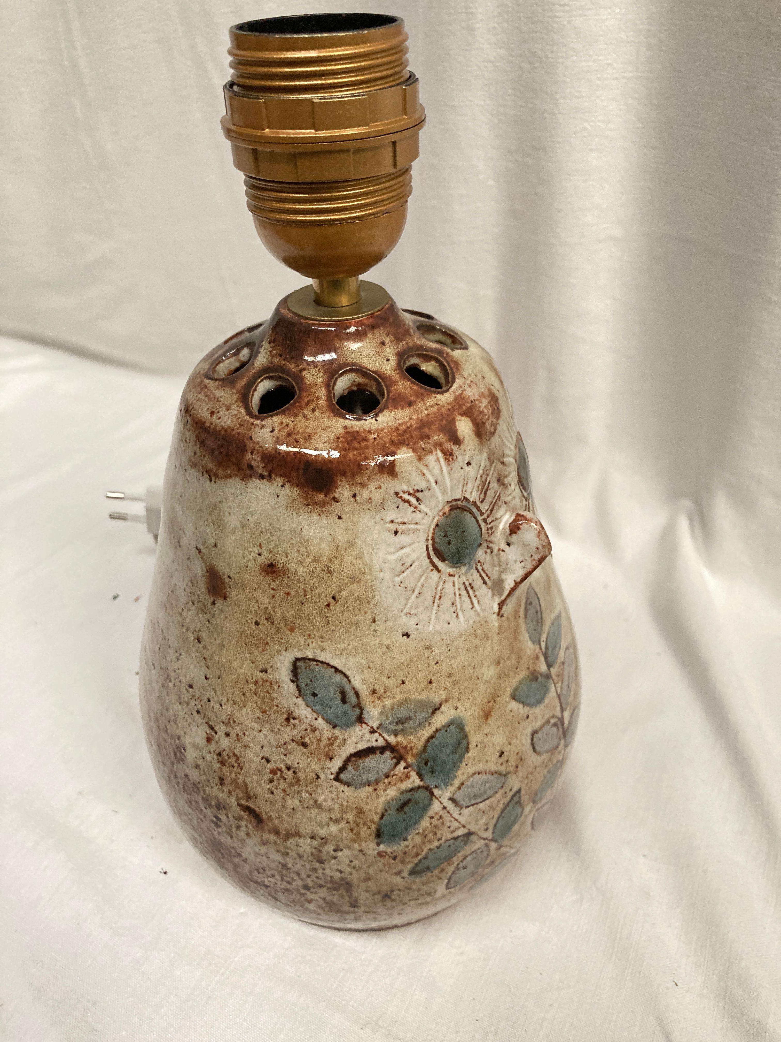 Late 20th Century 1970's Studio pottery ceramic lamp by Vallauris For Sale