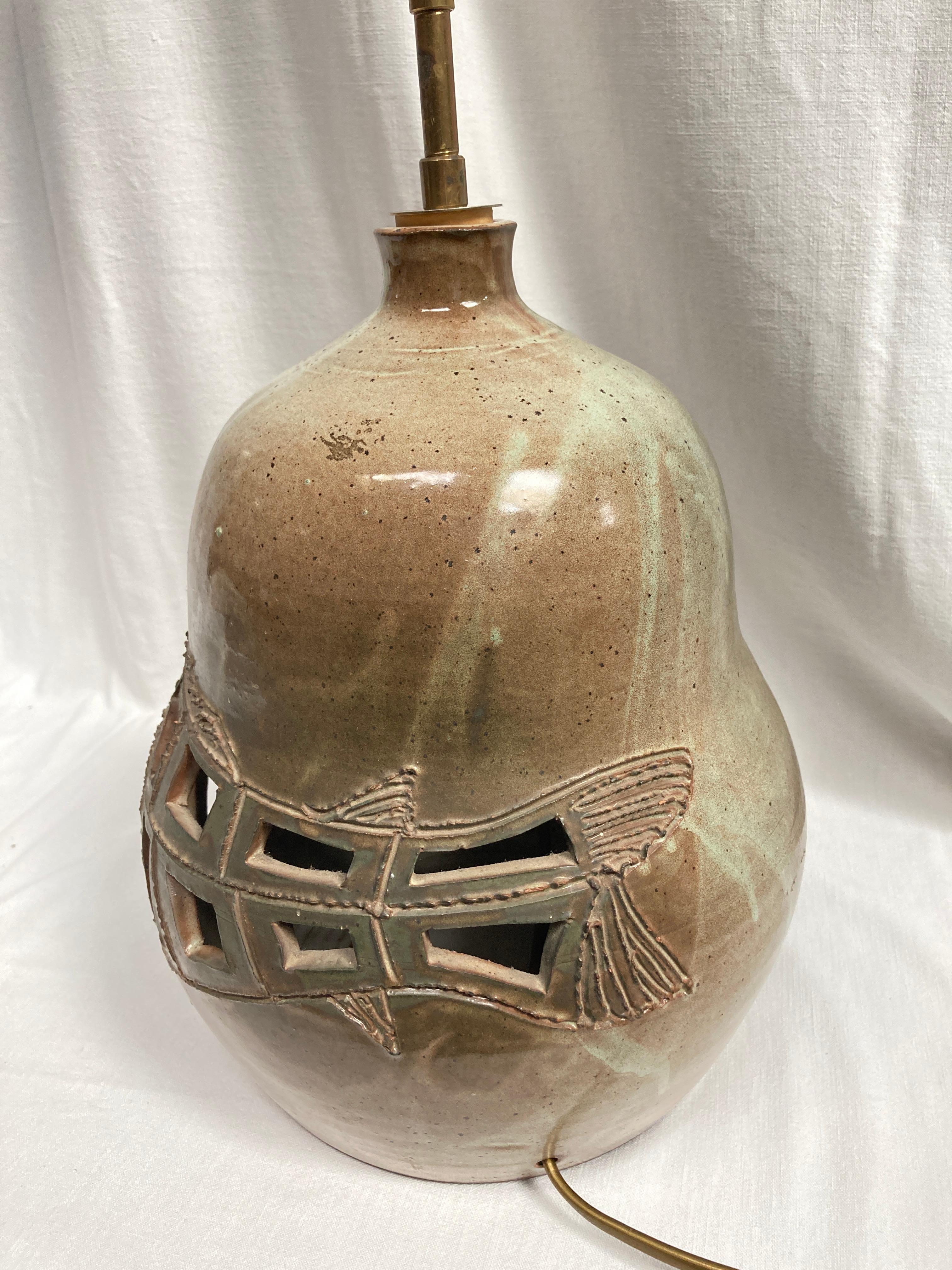 Lámpara de cerámica Studio Pottery de 1970 de Vallauris finales del siglo XX en venta